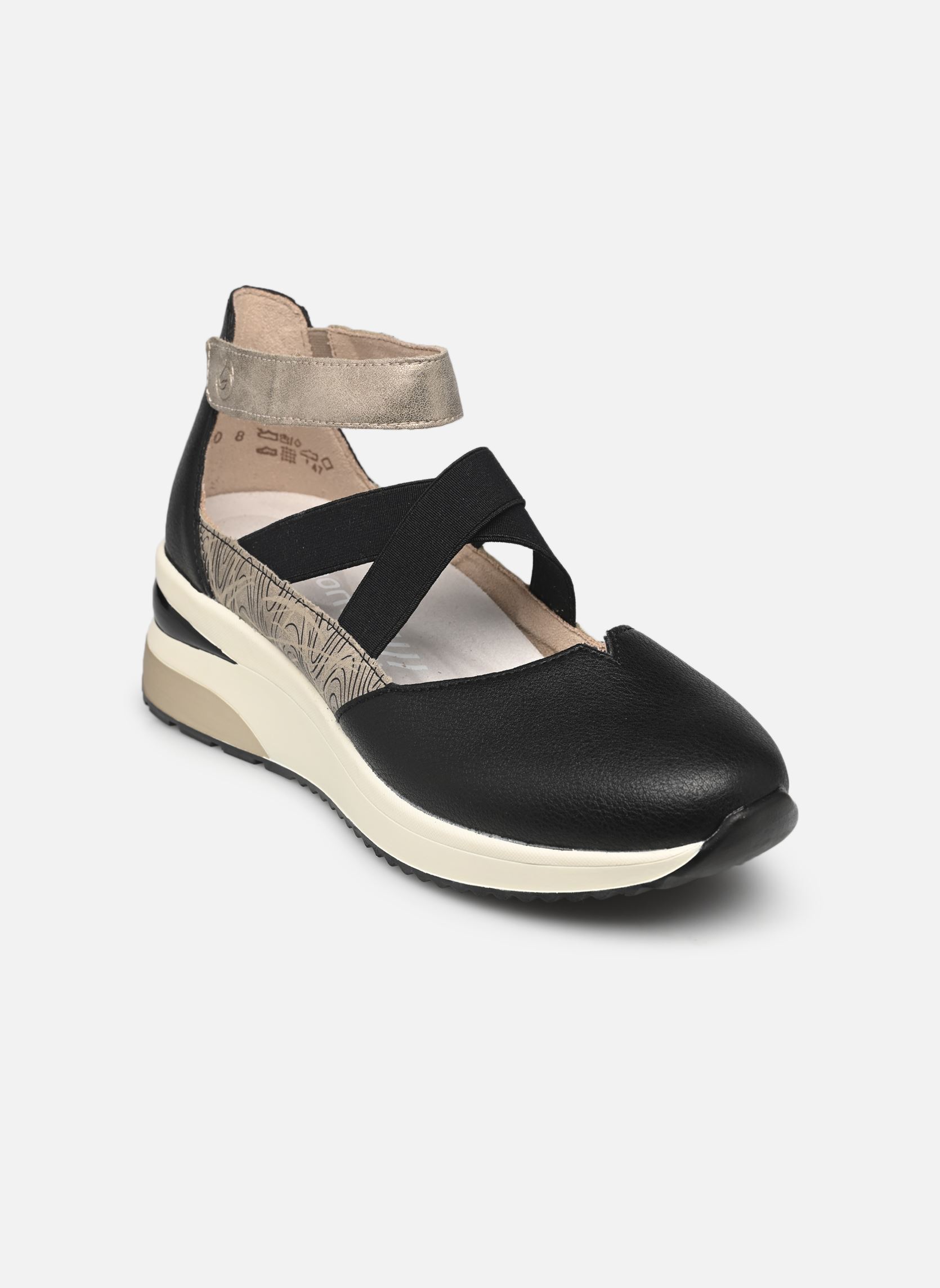 Baskets compensées D2411 femme noir Remonte Baskets compensées D2411 femme noir NERO/PERLE/SCHWARZ-ALLOY/SCHWA