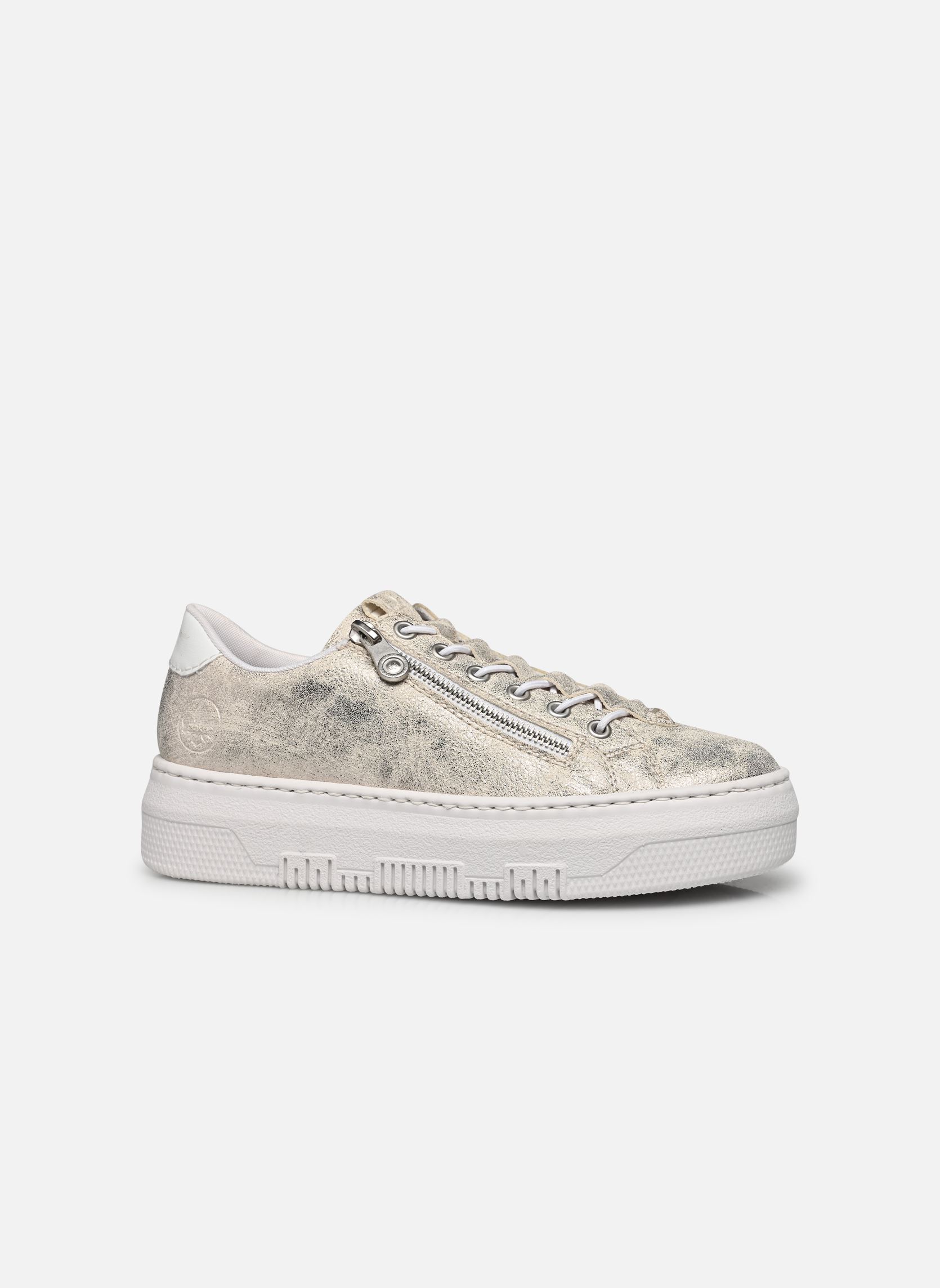 Sleehak sneakers M1953 dames goud en brons Rieker Sleehak sneakers M1953 dames goud en brons BEIGE-GOLD/WEISS/LEHM