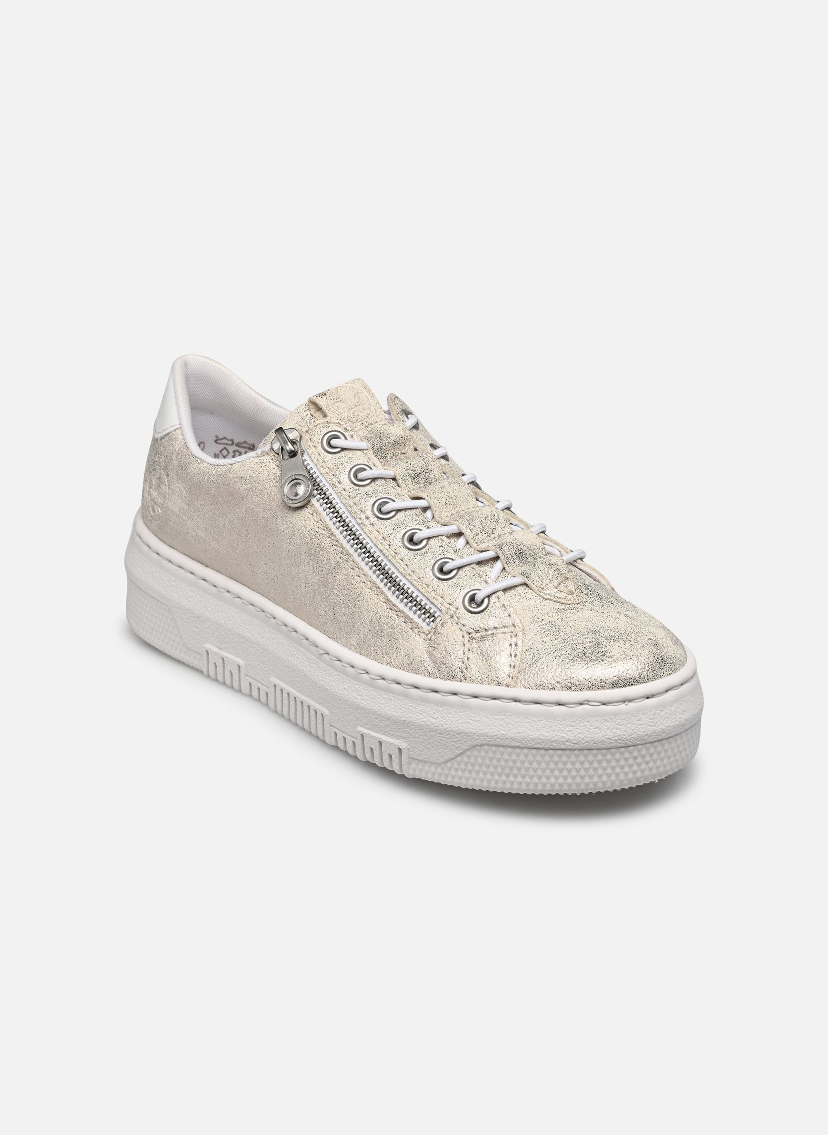 Sleehak sneakers M1953 dames goud en brons Rieker Sleehak sneakers M1953 dames goud en brons BEIGE-GOLD/WEISS/LEHM