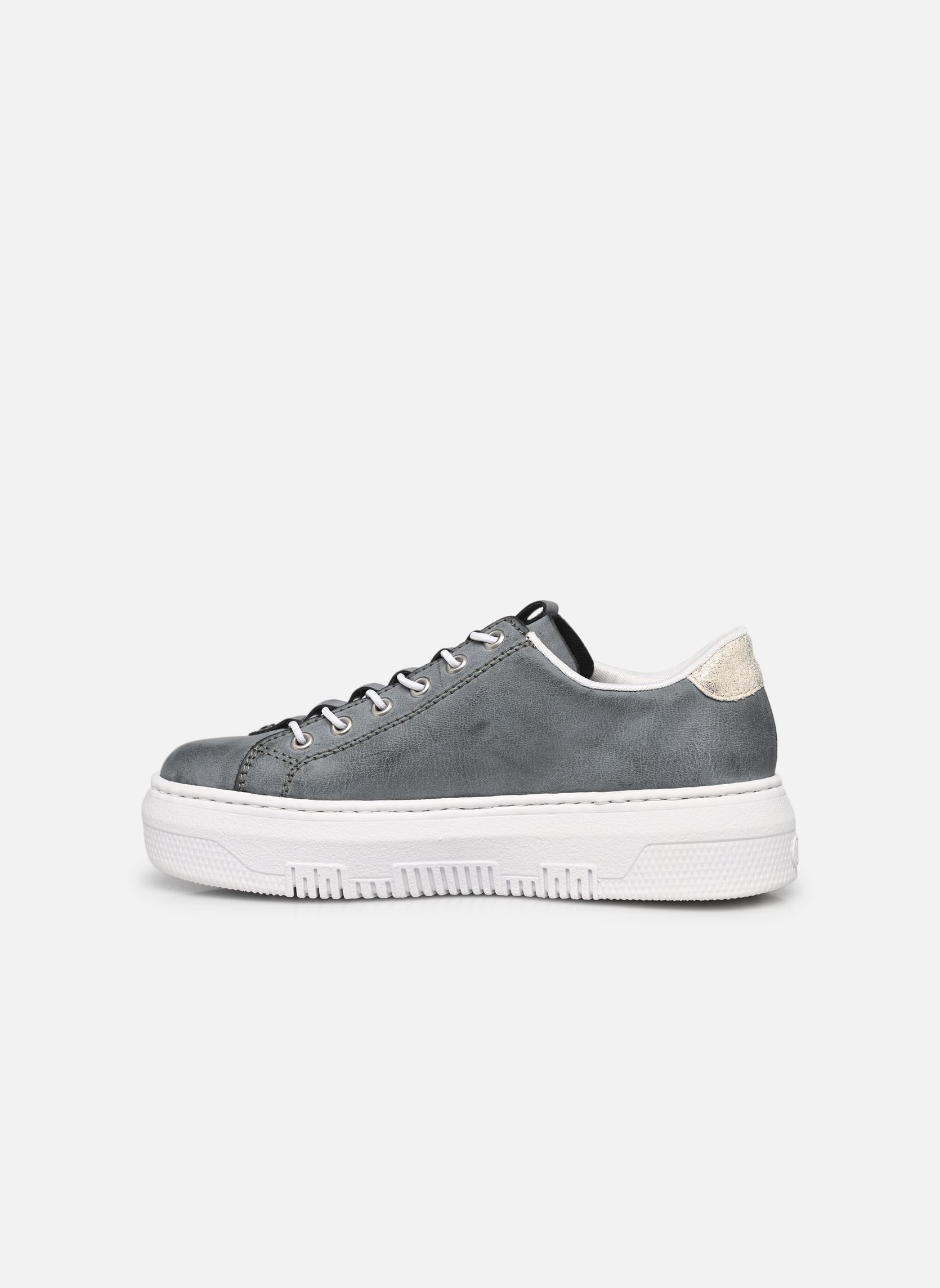 Sleehak sneakers M1953 dames blauw Rieker Sleehak sneakers M1953 dames blauw ATLANTIC/BEIGE-GOLD