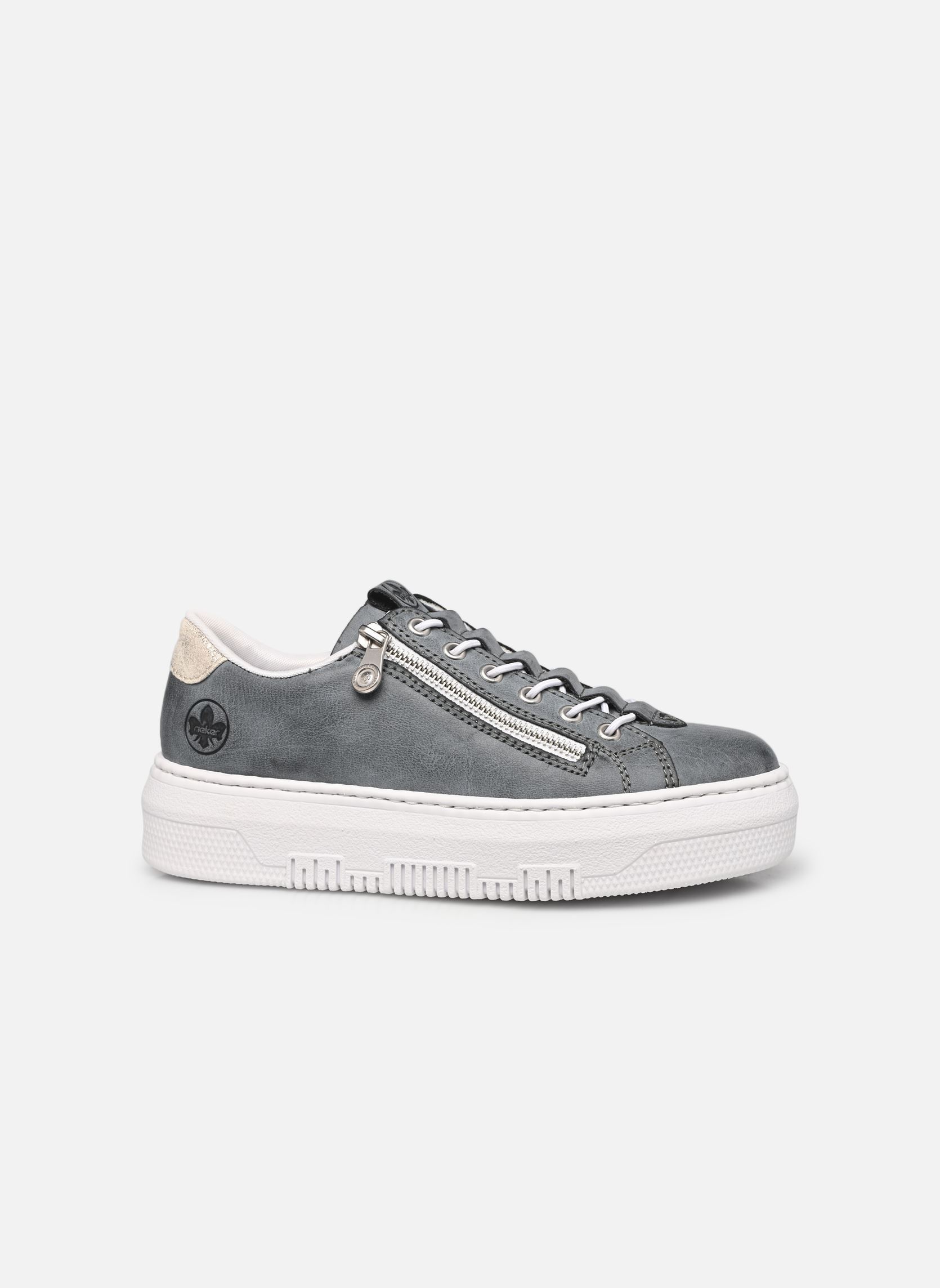 Sleehak sneakers M1953 dames blauw Rieker Sleehak sneakers M1953 dames blauw ATLANTIC/BEIGE-GOLD