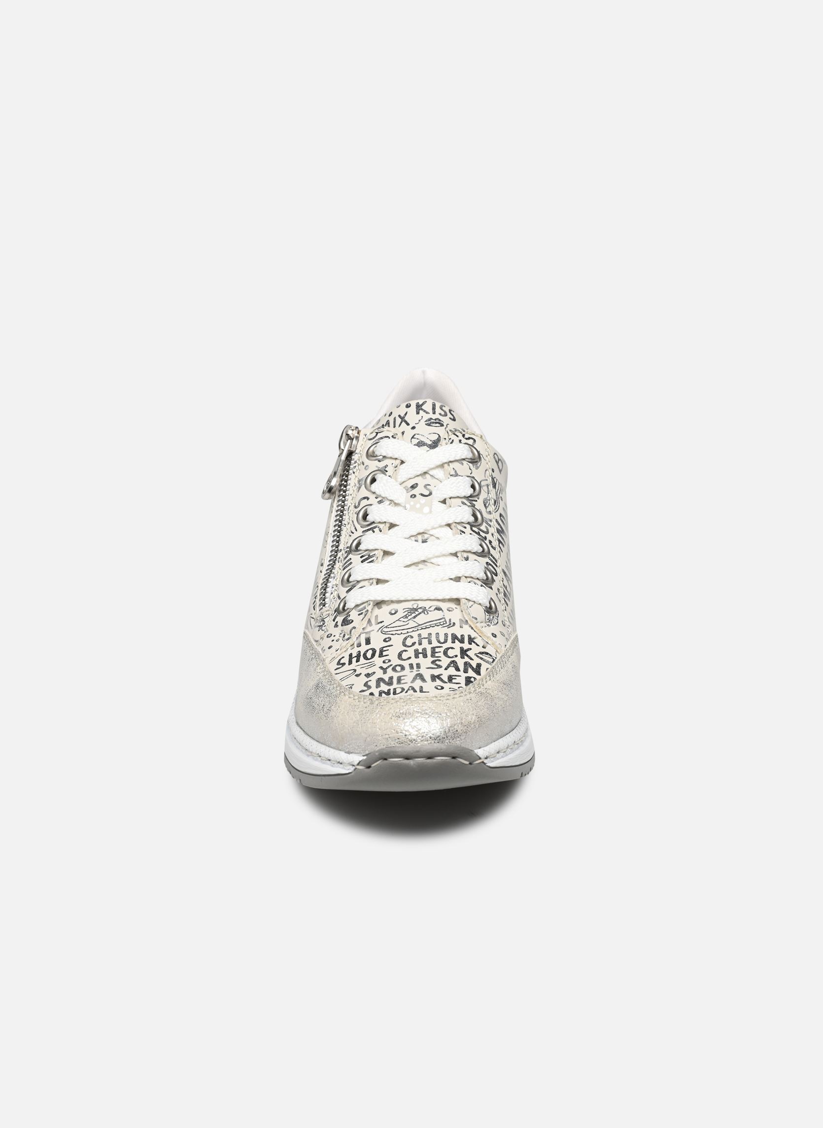Sleehak sneakers N4316 dames wit Rieker Sleehak sneakers N4316 dames wit FOG-SILVER/KREIDE-SILVER/WEISS
