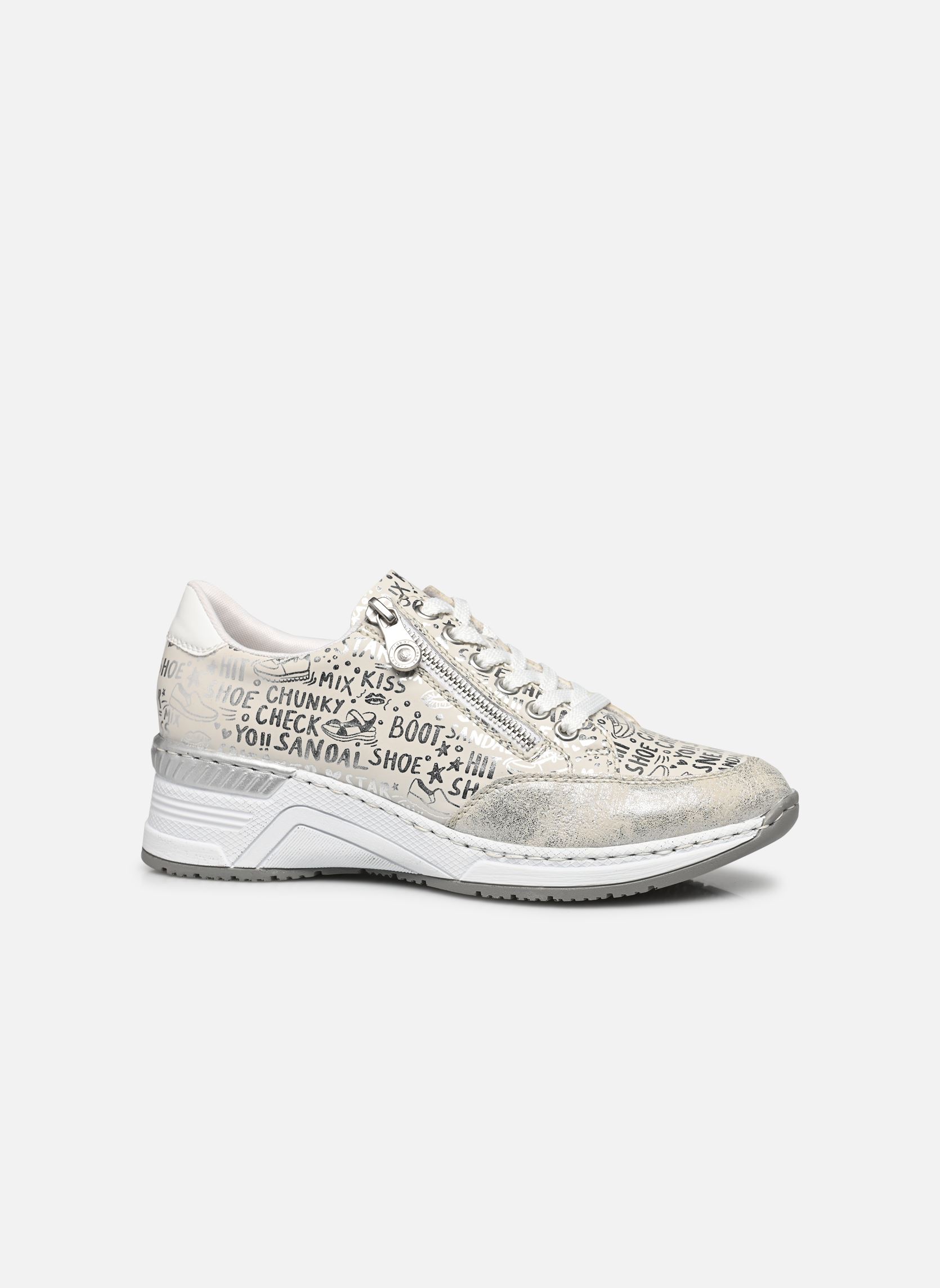 Sleehak sneakers N4316 dames wit Rieker Sleehak sneakers N4316 dames wit FOG-SILVER/KREIDE-SILVER/WEISS