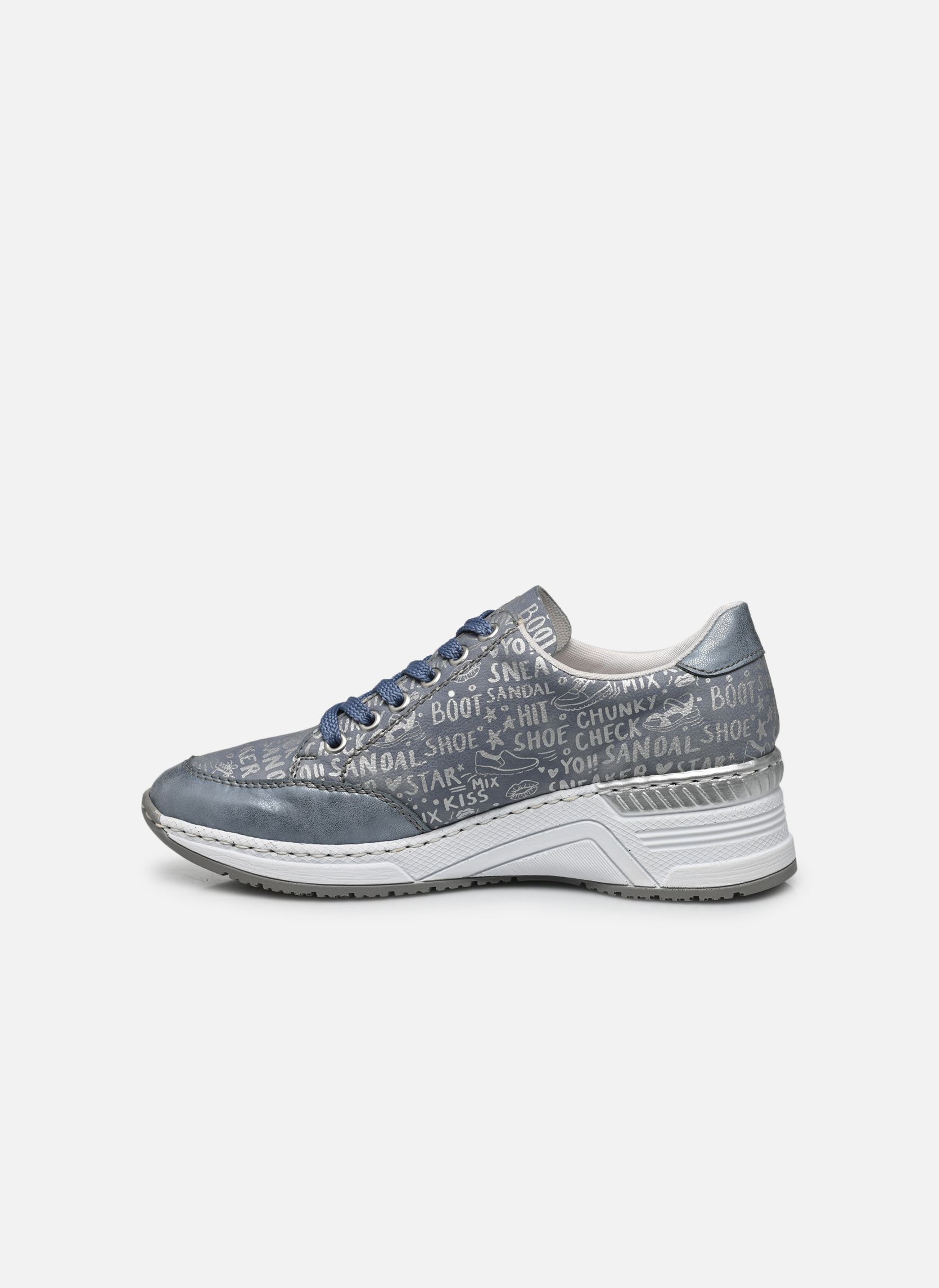 Rieker N4316 lage sneakers voor dames, lage schoenen, losse inlegzool, blauw 13, 36 EU