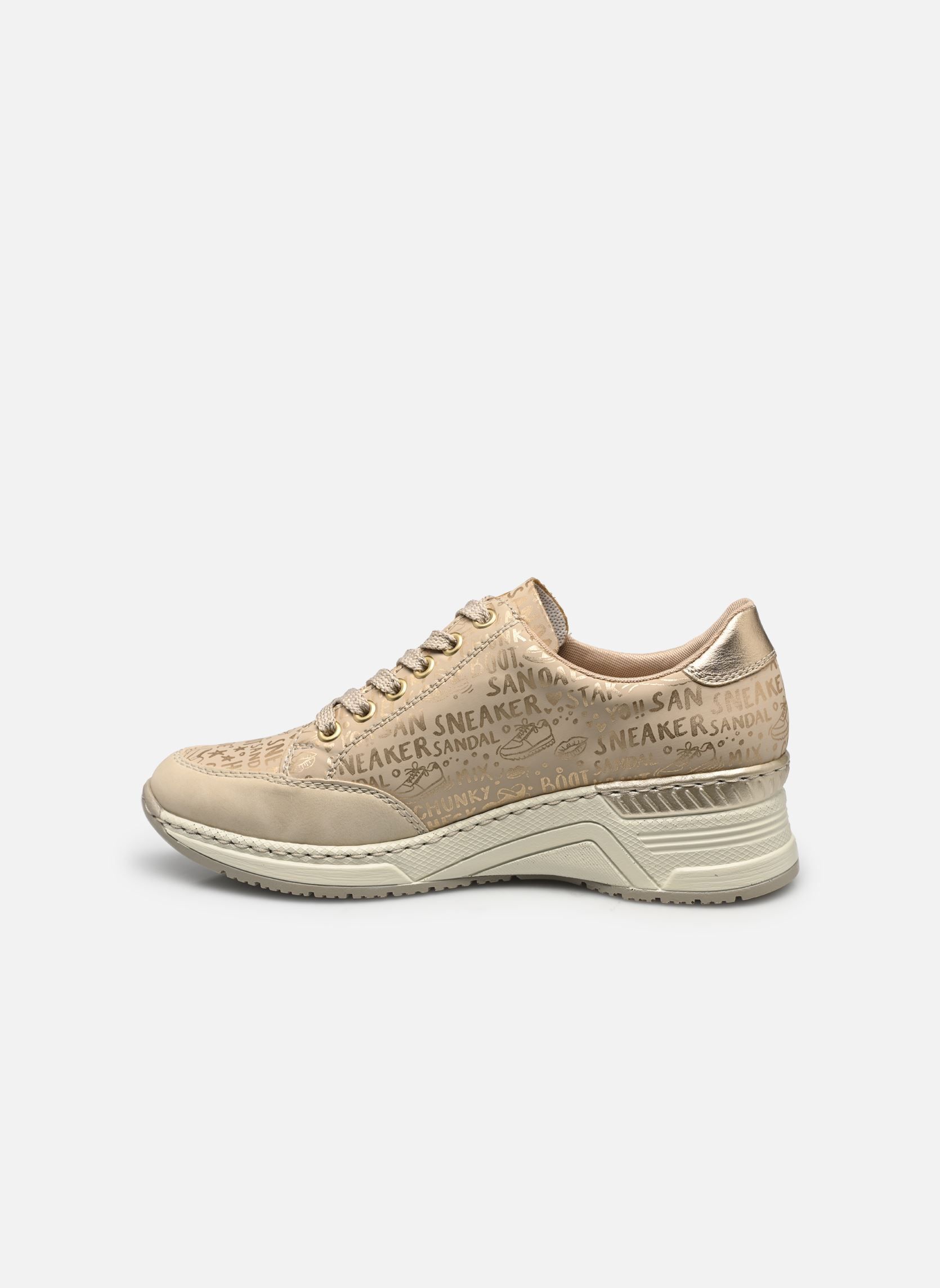 Sleehak sneakers N4316 dames beige Rieker Sleehak sneakers N4316 dames beige CLIFF/LEHM-GOLD/LIGHTGOLD