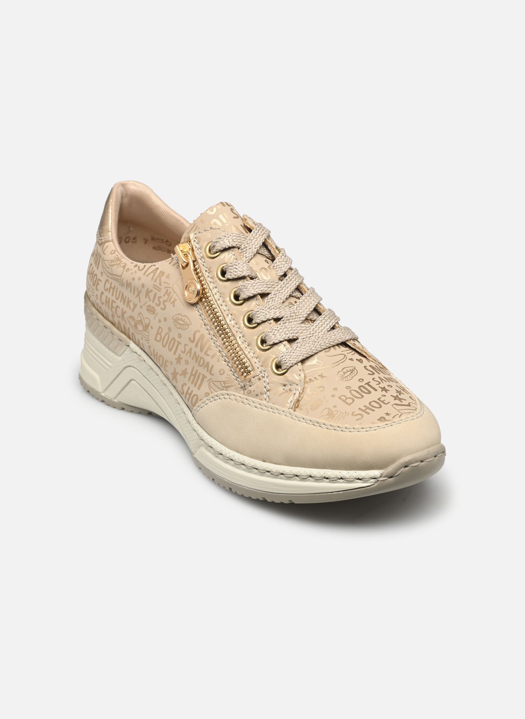 Sleehak sneakers N4316 dames beige Rieker Sleehak sneakers N4316 dames beige CLIFF/LEHM-GOLD/LIGHTGOLD
