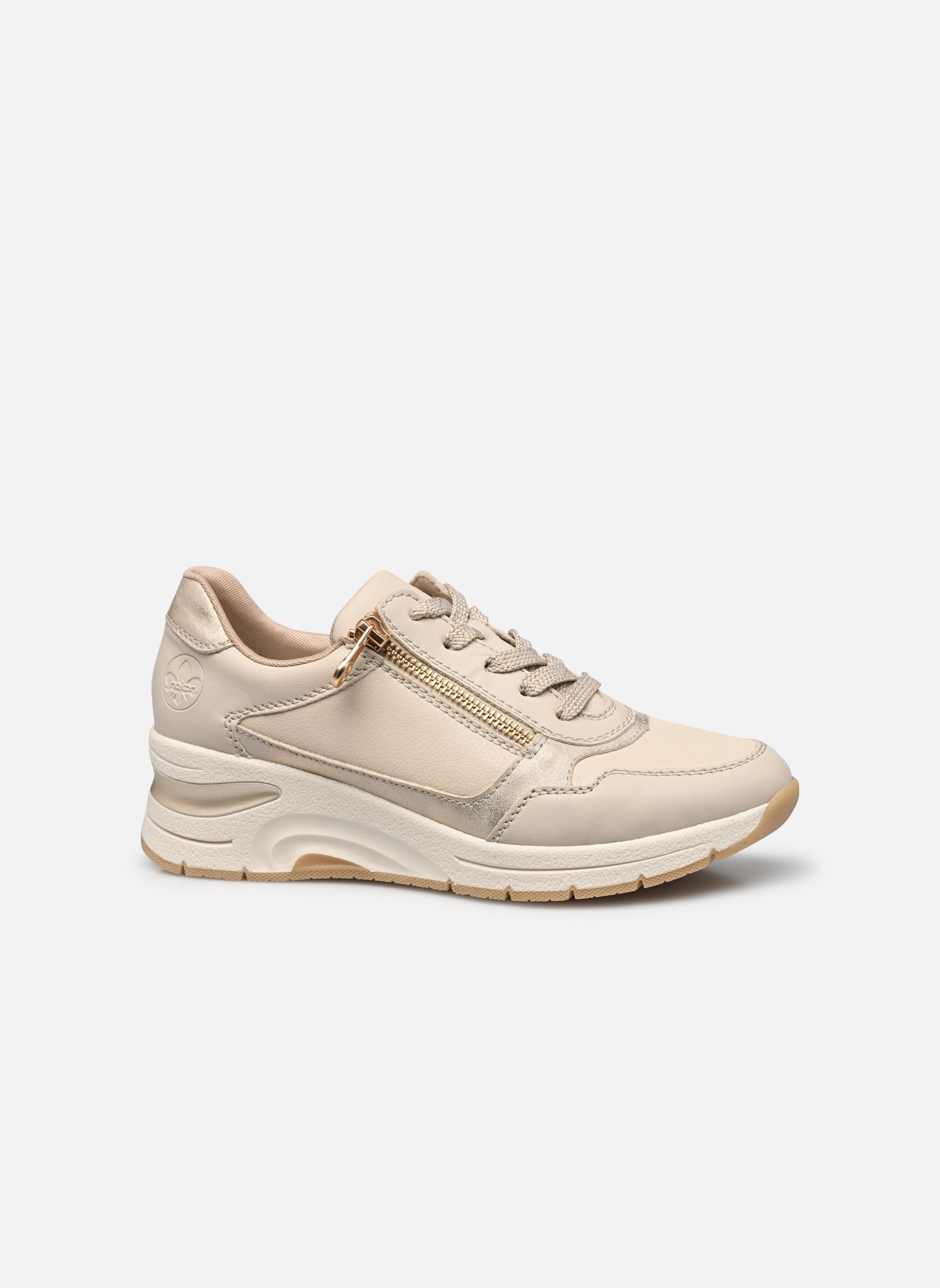 Sleehak sneakers N9301 dames beige Rieker Sleehak sneakers N9301 dames beige PERLE/PEBBLE/MUSCHEL