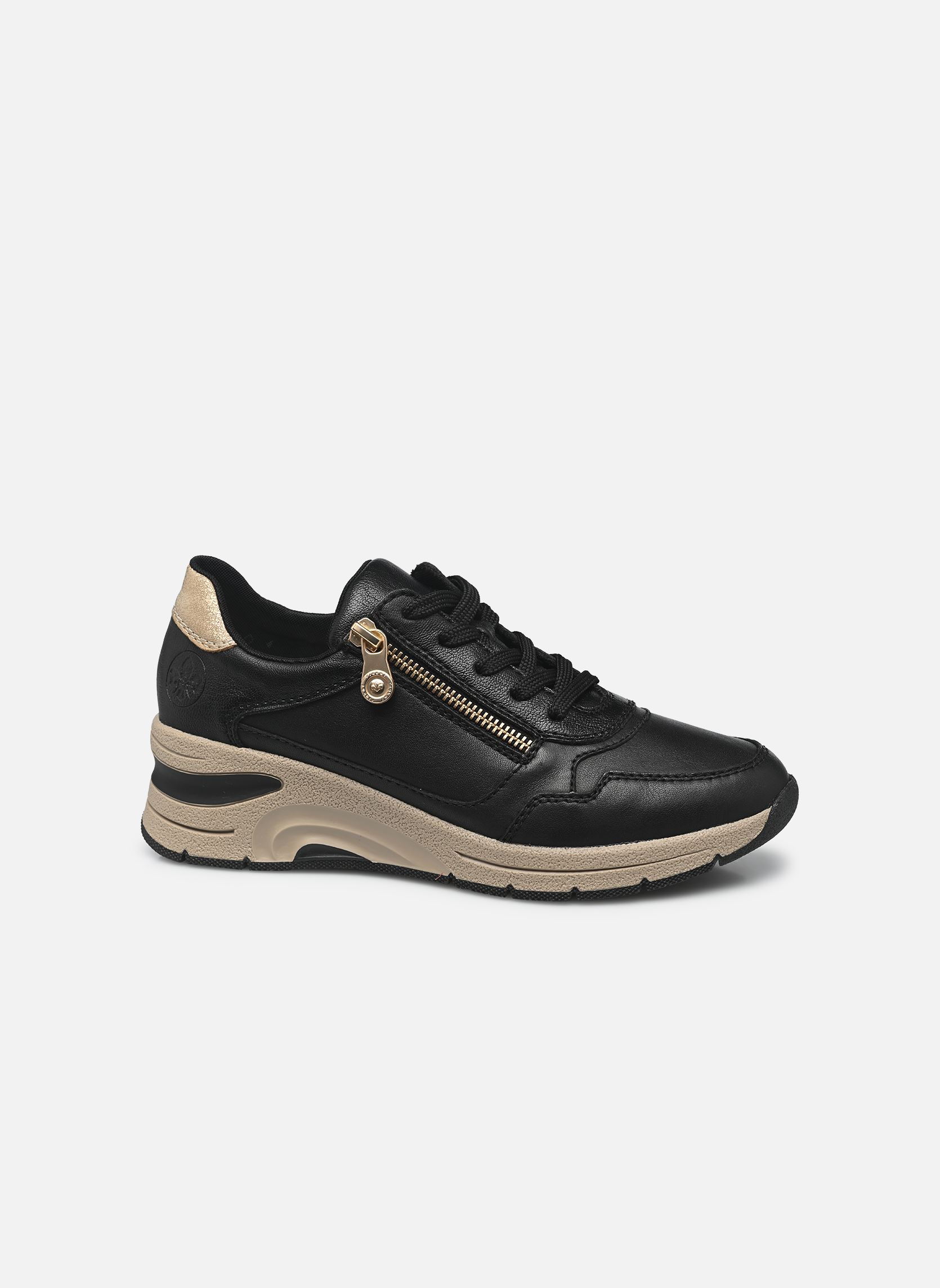 Baskets compensées N9301 femme noir Rieker Baskets compensées N9301 femme noir SCHWARZ/SCHWARZ/GINGER-GOLD