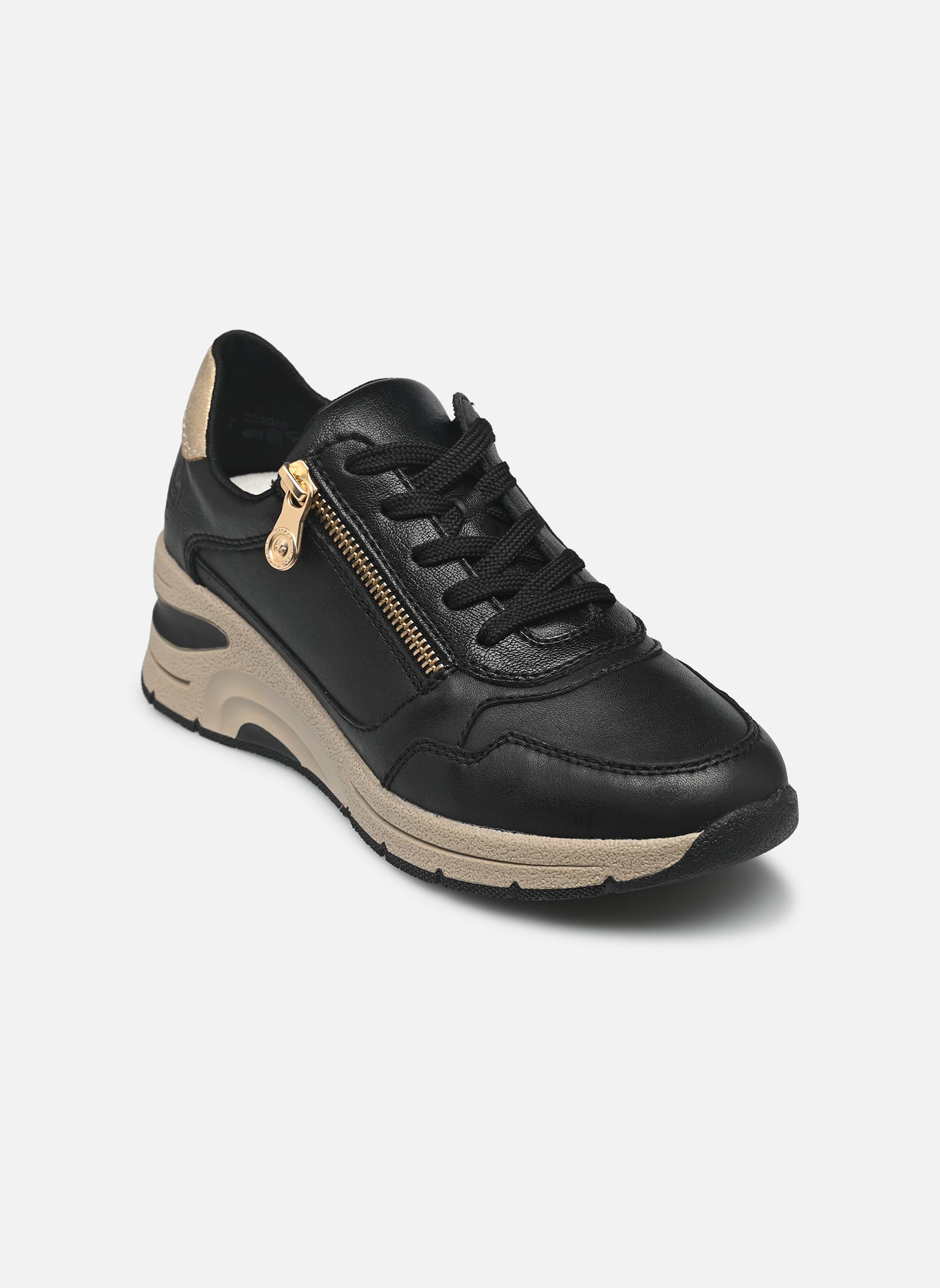 Baskets compensées N9301 femme noir Rieker Baskets compensées N9301 femme noir SCHWARZ/SCHWARZ/GINGER-GOLD