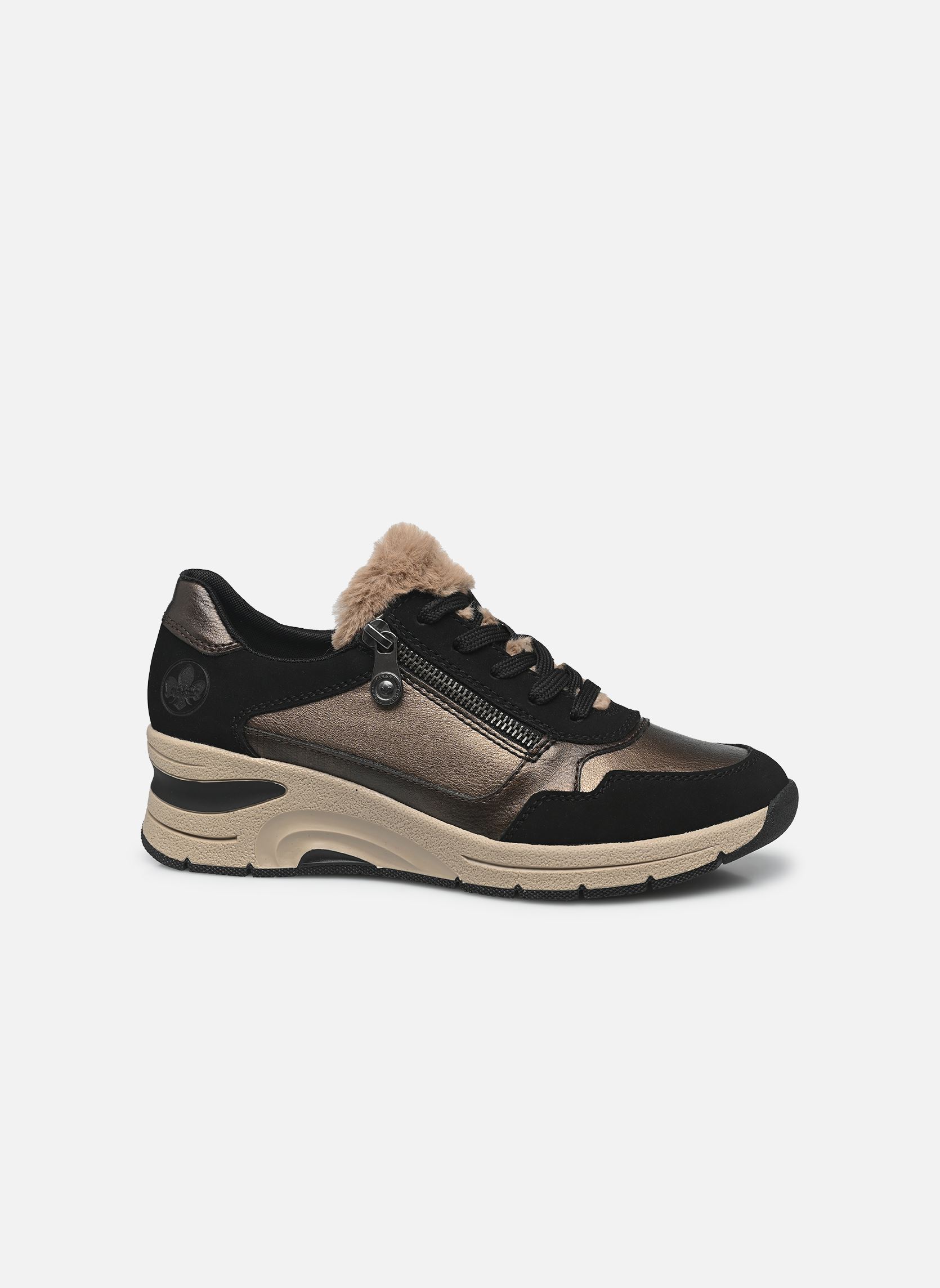 Baskets compensées N9301 femme multicolore Rieker Baskets compensées N9301 femme multicolore SCHWARZ/BRONZE/ANTIK/FANGO