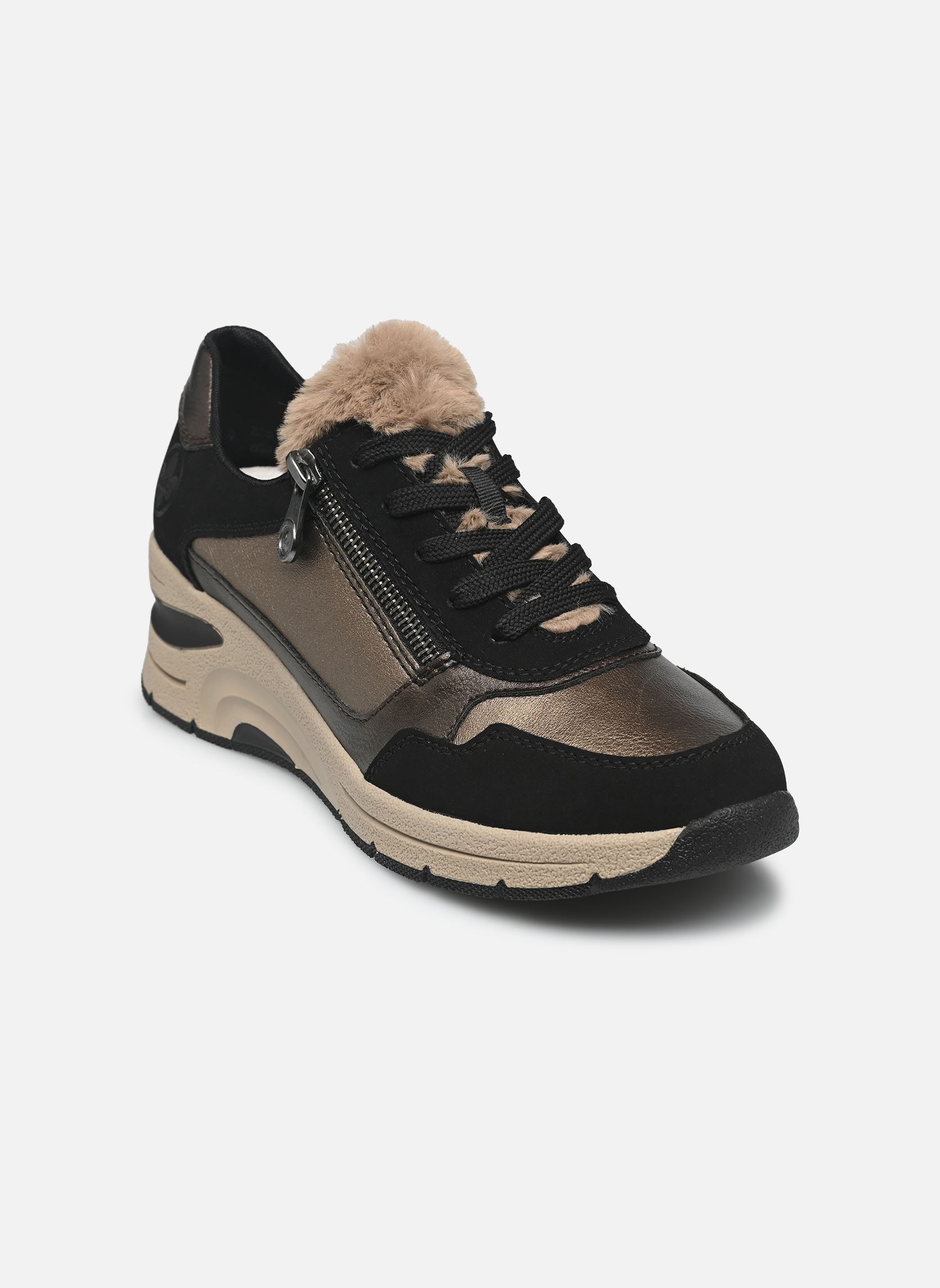 Baskets compensées N9301 femme multicolore Rieker Baskets compensées N9301 femme multicolore SCHWARZ/BRONZE/ANTIK/FANGO
