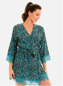 Robes de chambre Kimono Féline femme bleu