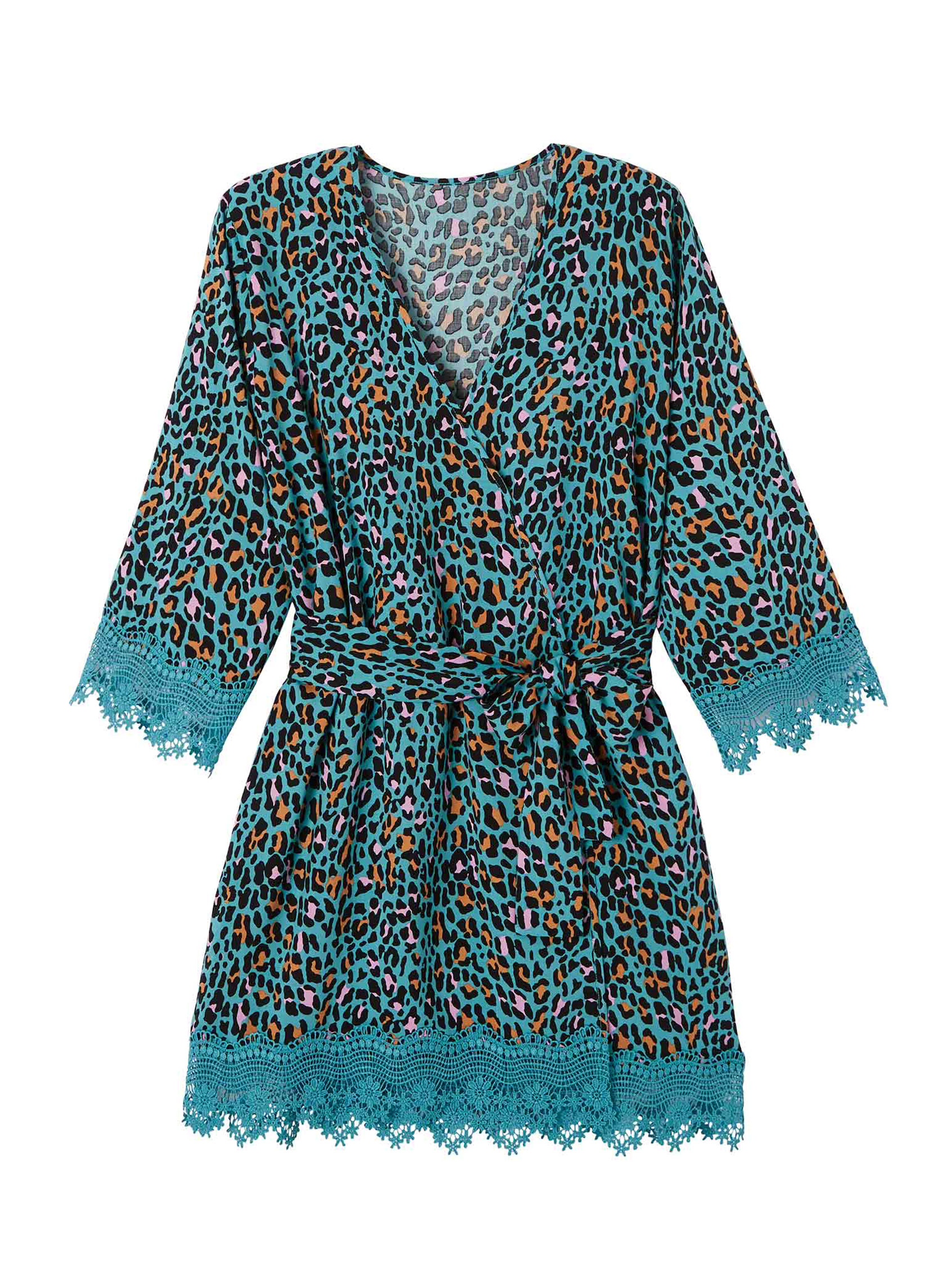 Robes de chambre Kimono Féline femme bleu Pomm'Poire Robes de chambre Kimono Féline femme bleu Bleu