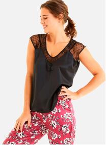 Ensembles de pyjamas Top de pyjama noir Pivoine femme noir Pomm'Poire Ensembles de pyjamas Top de pyjama noir Pivoine femme noir Noir