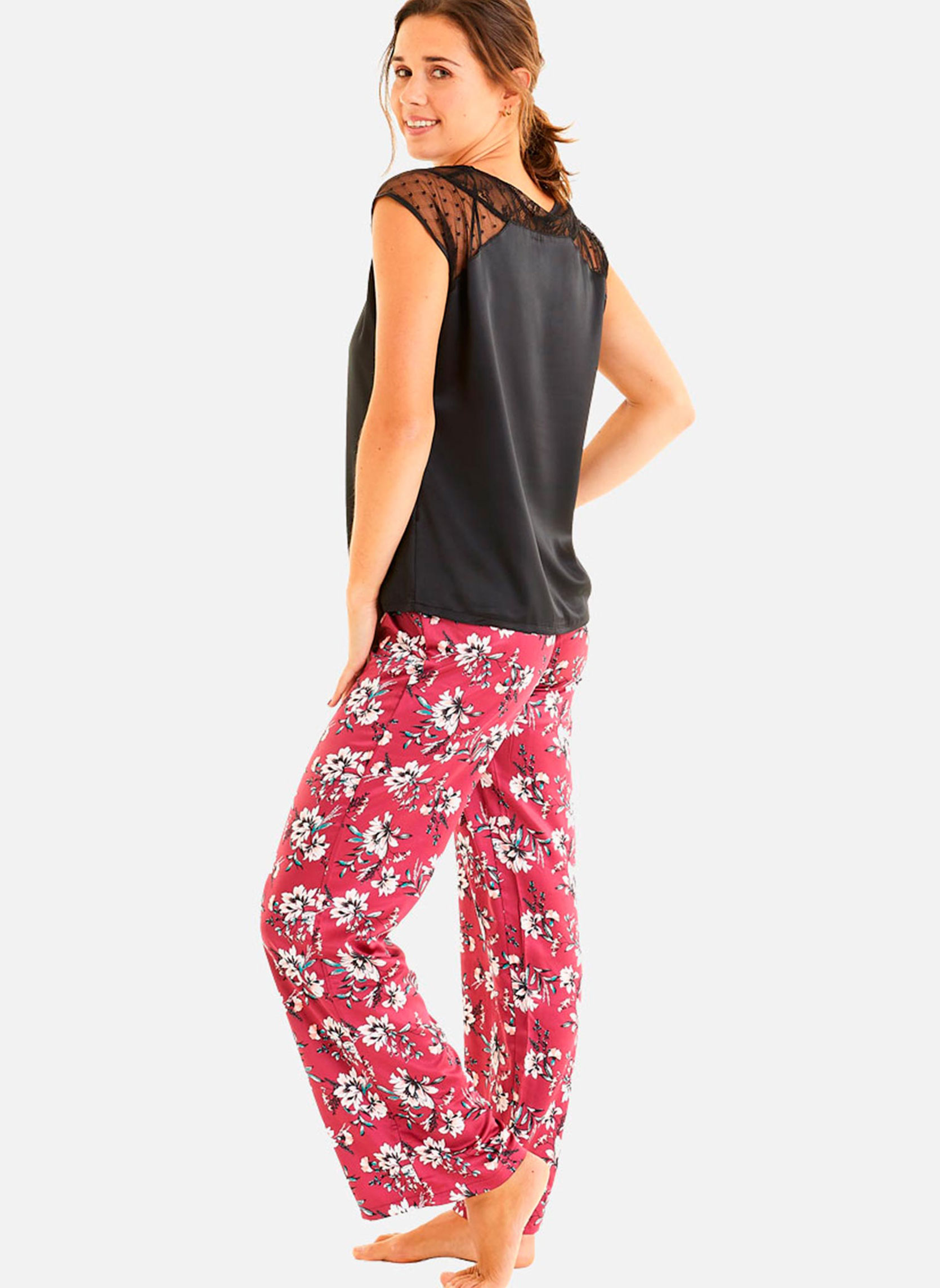 Ensembles de pyjamas Top de pyjama noir Pivoine femme noir Pomm'Poire Ensembles de pyjamas Top de pyjama noir Pivoine femme noir Noir
