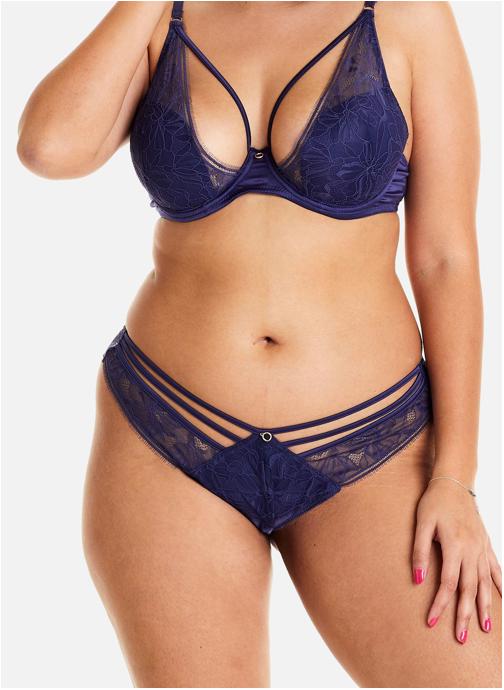 Pomm'Poire Culottes Tanga brésilien bleu Diabolique femme bleu