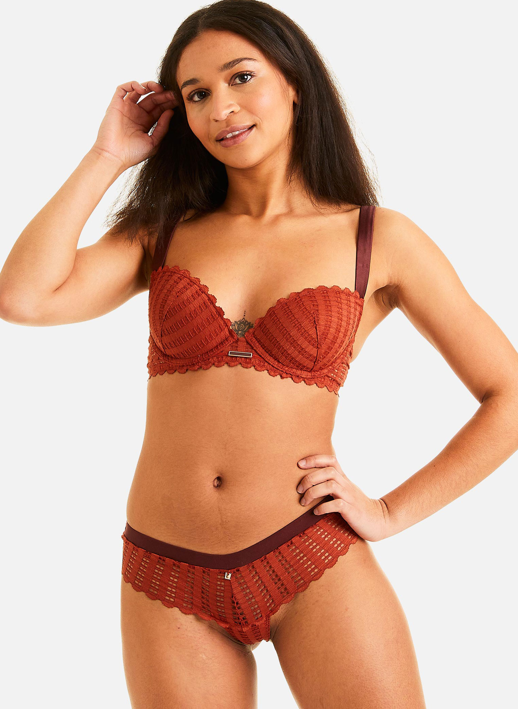 Culottes Shorty tanga caramel Speculoos femme marron Camille Cerf & Pomm'Poire Culottes Shorty tanga caramel Speculoos femme marron Marron