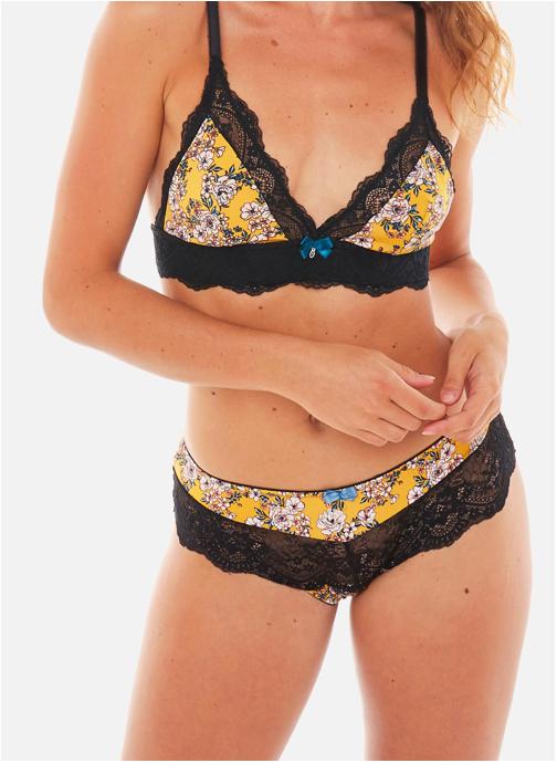 Pomm'Poire Culottes Shorty tanga moutarde/pétrole Evita femme jaune