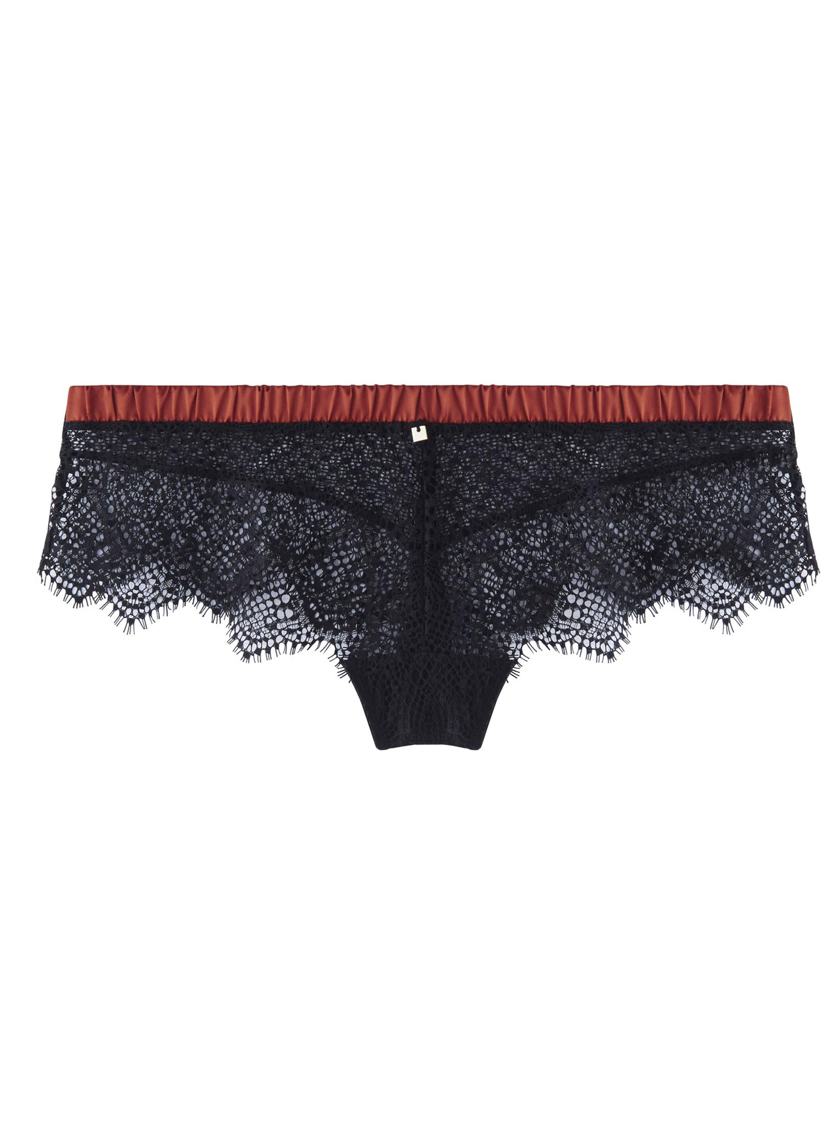 Culottes Shorty tanga noir/cuivre Impertinente femme noir Camille Cerf & Pomm'Poire Culottes Shorty tanga noir/cuivre Impertinente femme noir Noir
