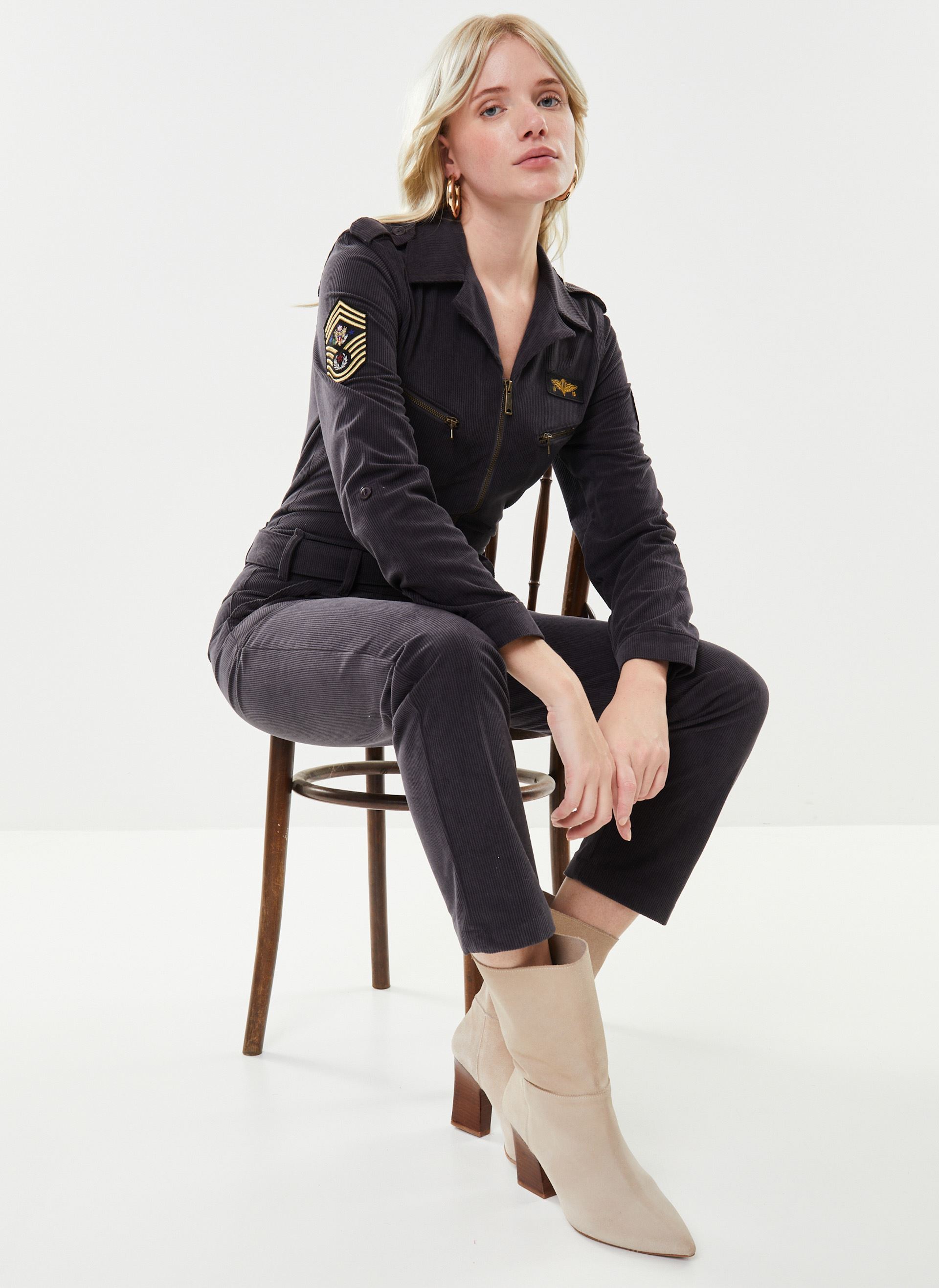 Combinaisons pantalon Combinaison Femme Velours Cotele femme gris Schott Combinaisons pantalon Combinaison Femme Velours Cotele femme gris CHARCOAL