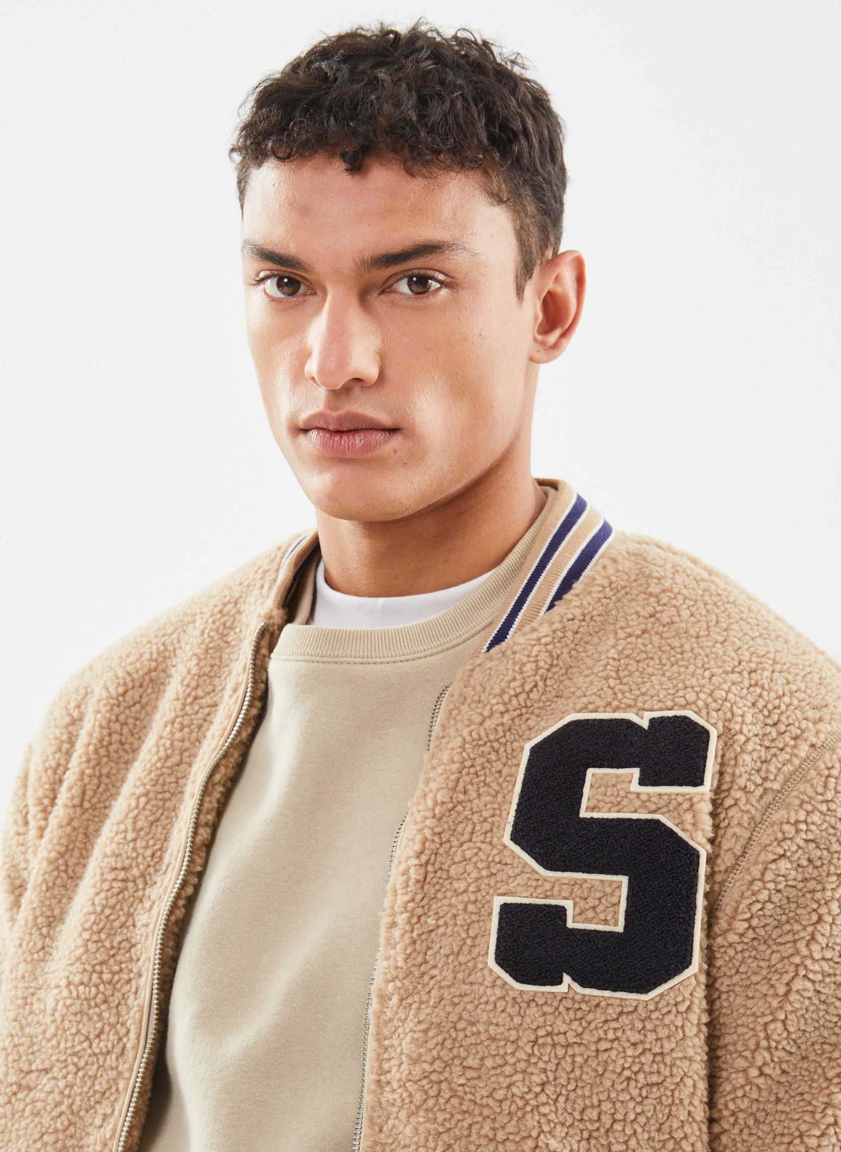 Vestes Bombers En Sherpa homme beige Schott Vestes Bombers En Sherpa homme beige BEIGE