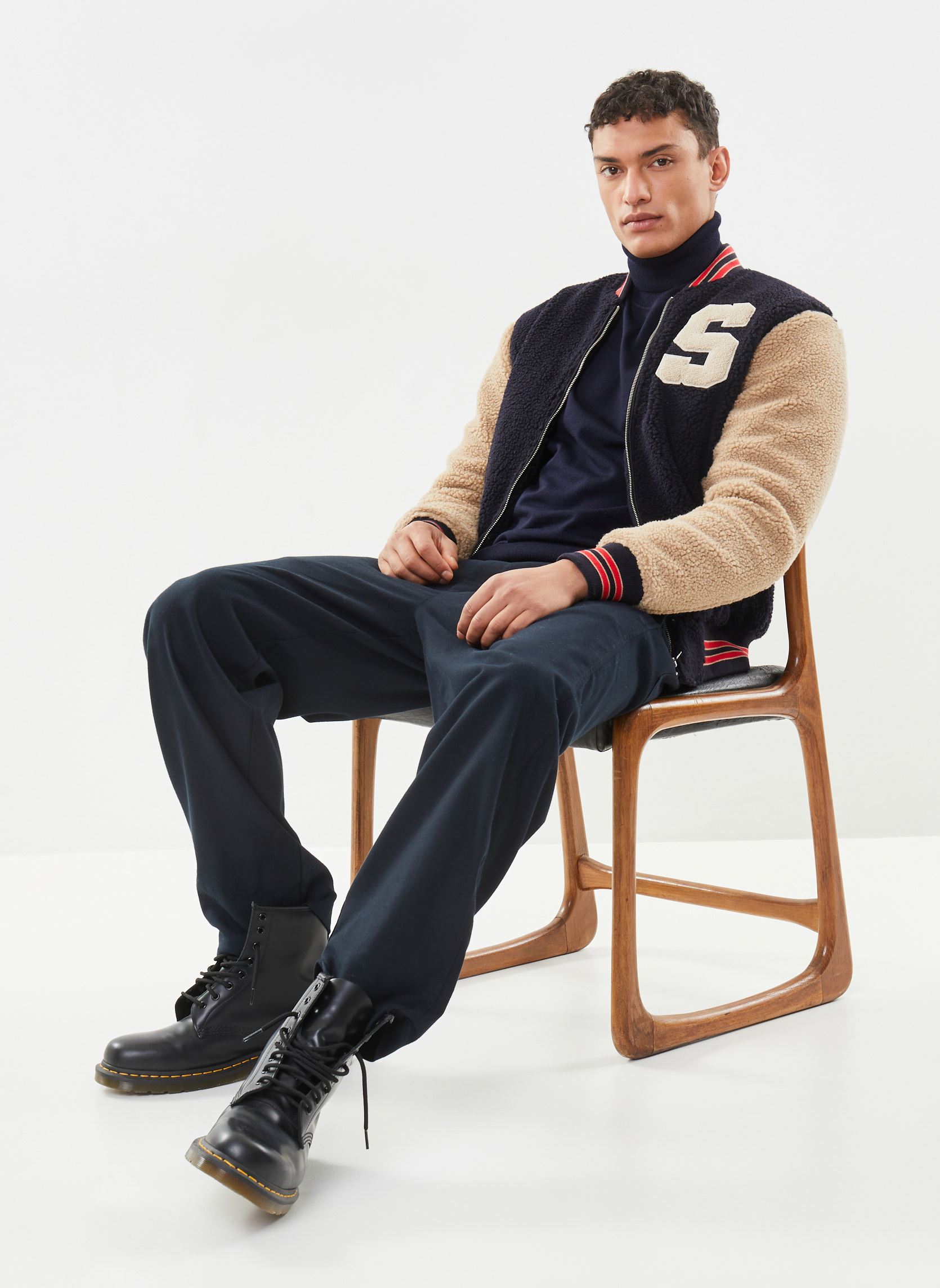 Jassen Bombers En Sherpa heren blauw Schott Jassen Bombers En Sherpa heren blauw NAVYBEIGE