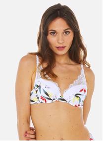 Brassières Soutien-gorge ampliforme coque moulée imprimé Etourdie femme blanc