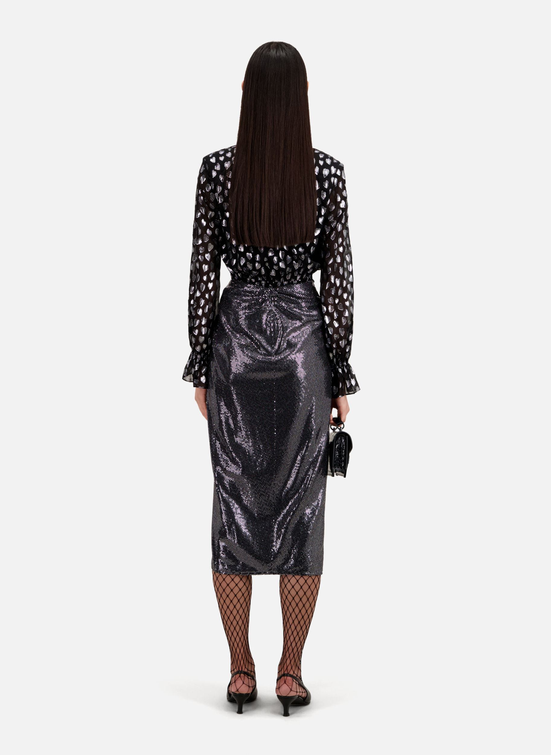 Jupes mi-longues FJUP28009K femme argent The Kooples Jupes mi-longues FJUP28009K femme argent Silver
