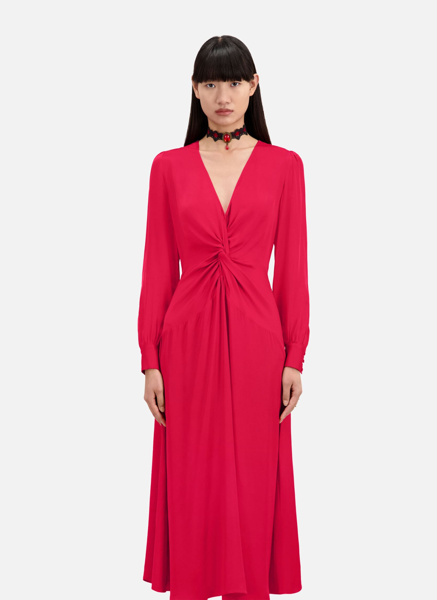 Robes longues FROB28018K femme rose The Kooples Robes longues FROB28018K femme rose Cherry