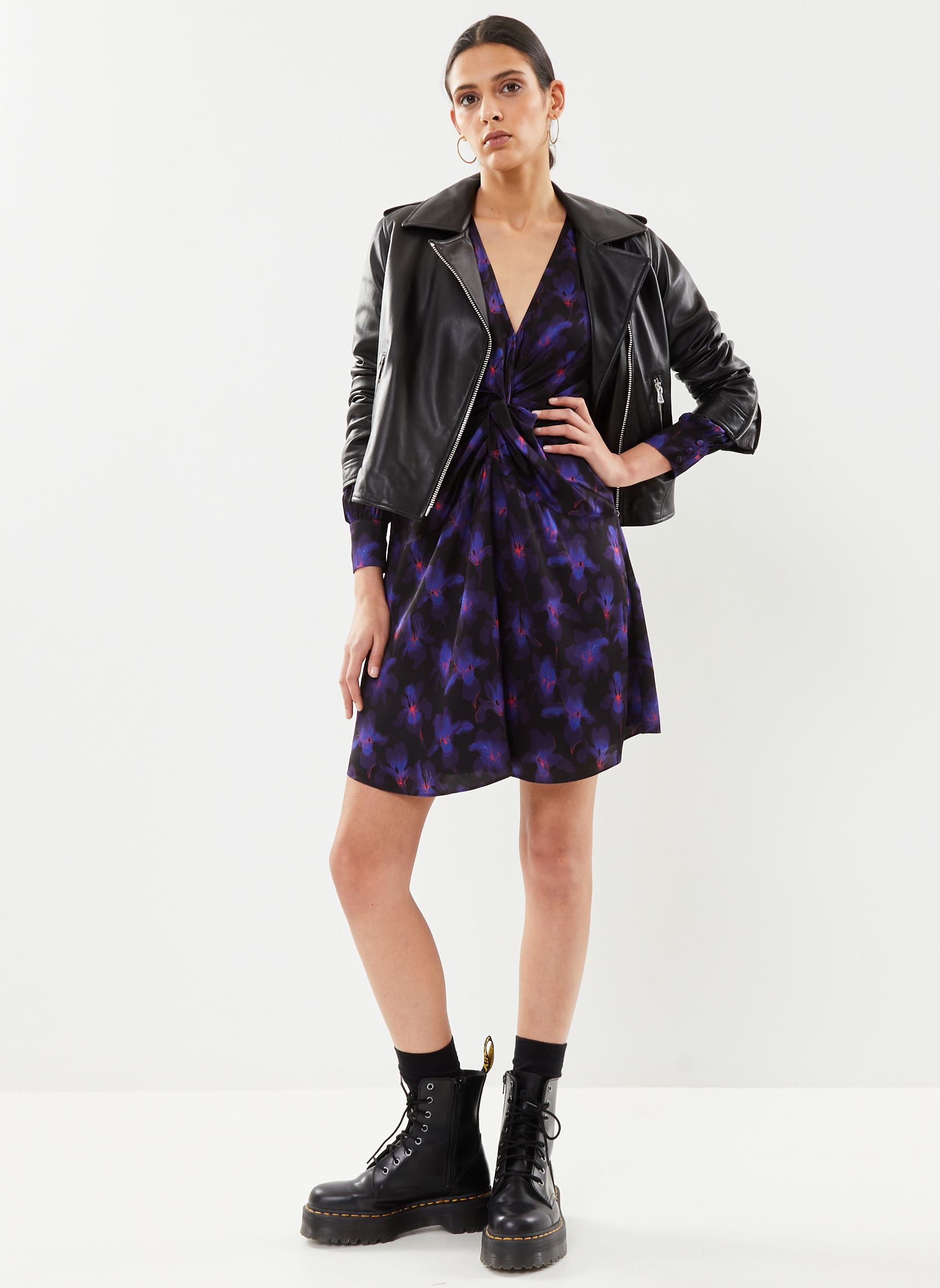 Robes FROB28055K femme noir The Kooples Robes FROB28055K femme noir BLACK /LIGHT PINK / BLUE