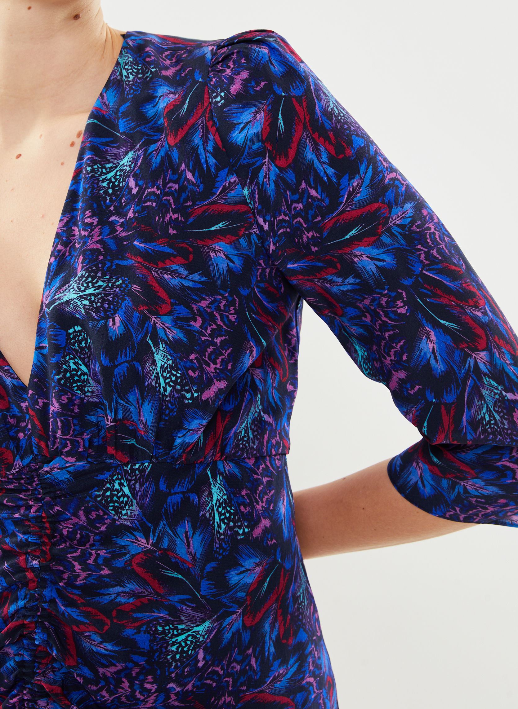 Robes FROB28061K femme bleu The Kooples Robes FROB28061K femme bleu Blue Red