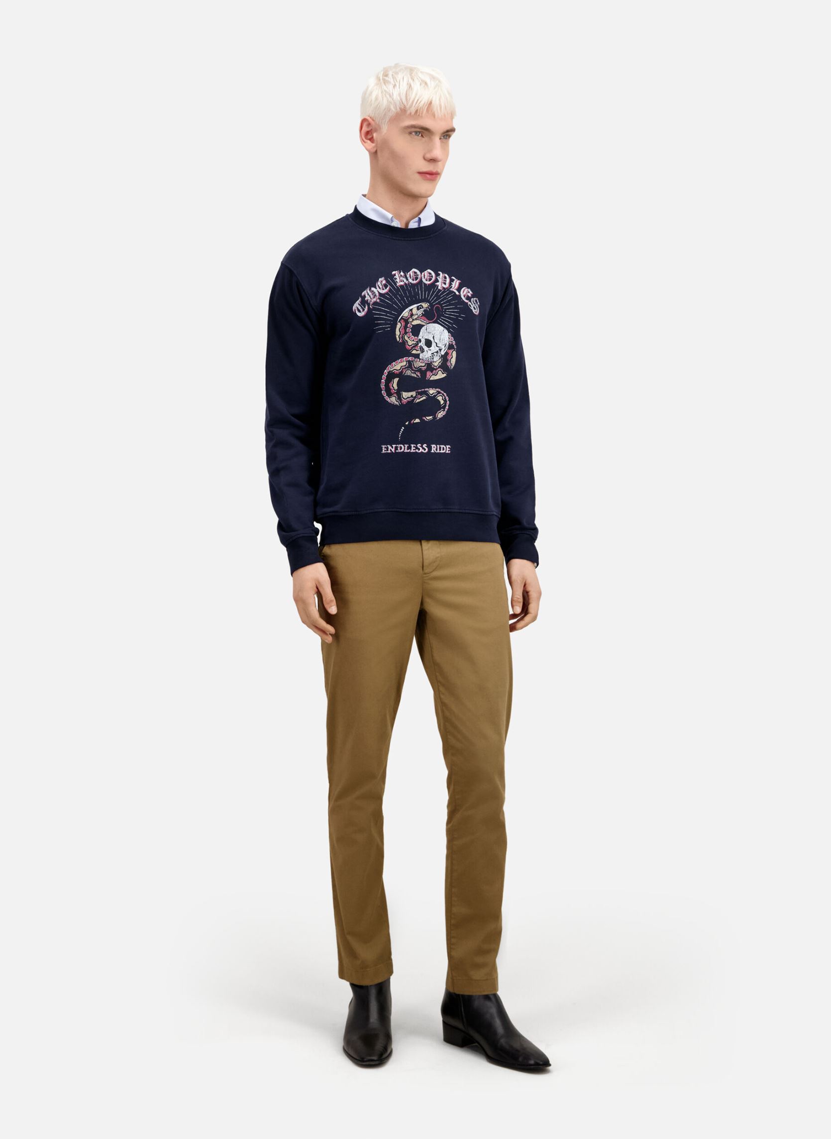 Sweats HSWE28005K homme bleu The Kooples Sweats HSWE28005K homme bleu Washed Navy
