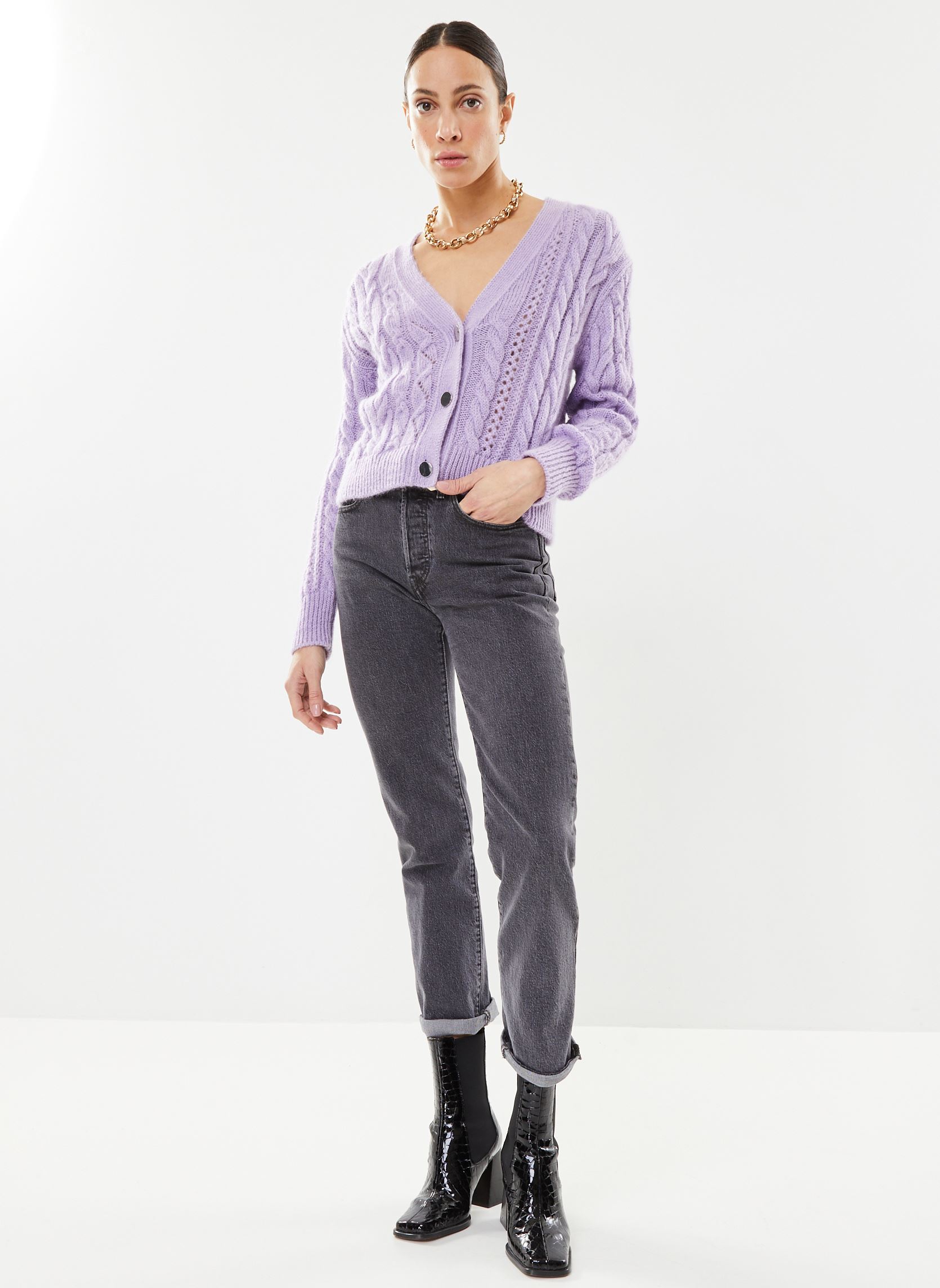 Chalecos FCAR28002K mujer violeta The Kooples Chalecos FCAR28002K mujer violeta VIOLET