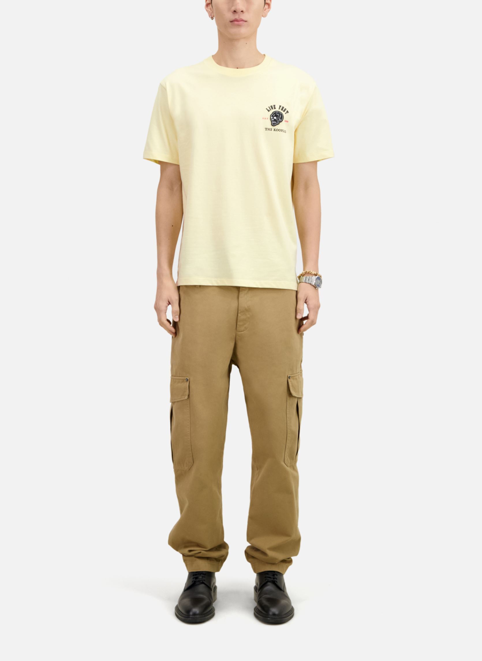 Tee-shirts manches courtes HTSC28018K homme jaune The Kooples Tee-shirts manches courtes HTSC28018K homme jaune Light Yellow