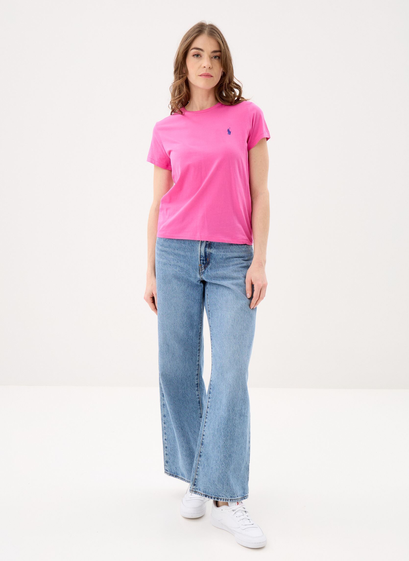 T-shirts met korte mouwen T-shirt col rond jersey de coton dames roze Polo Ralph Lauren T-shirts met korte mouwen T-shirt col rond jersey de coton dames roze Accent Pink