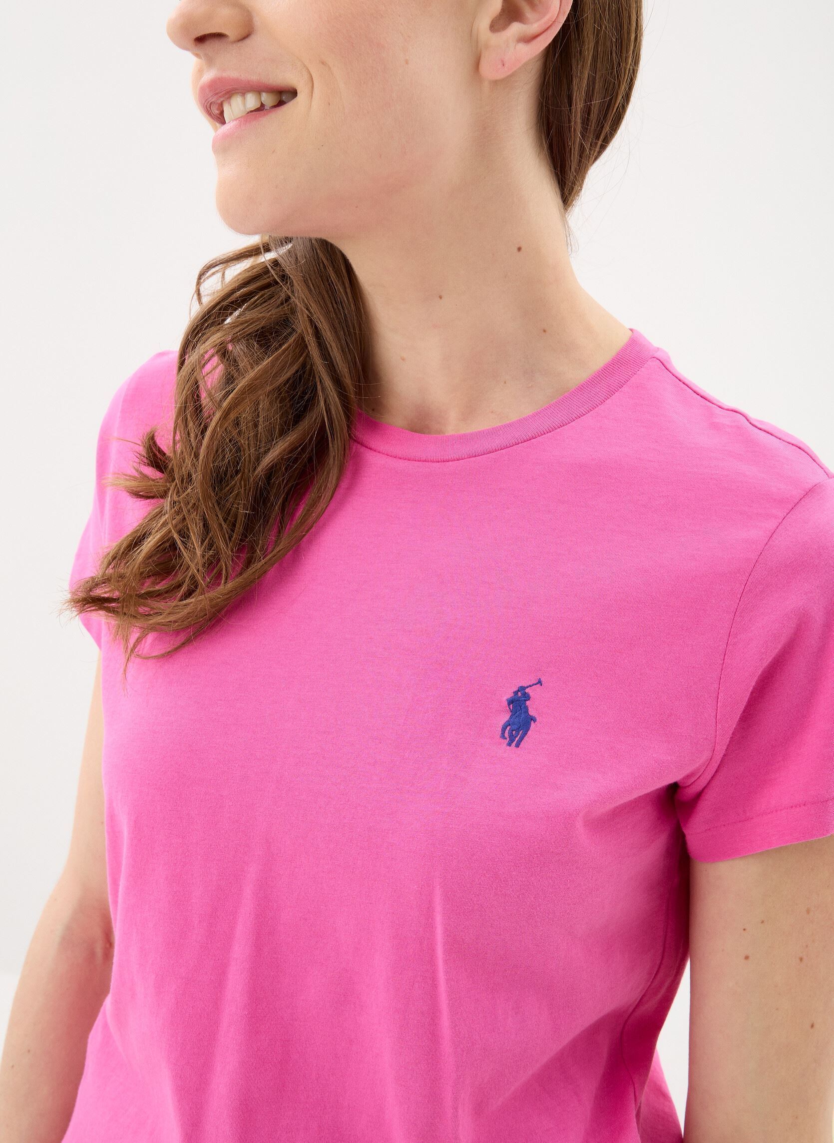 T-shirts met korte mouwen T-shirt col rond jersey de coton dames roze Polo Ralph Lauren T-shirts met korte mouwen T-shirt col rond jersey de coton dames roze Accent Pink
