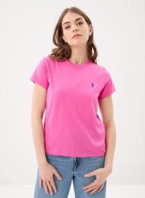 Kurzarm-T-Shirts T-shirt col rond jersey de coton damen rosa
