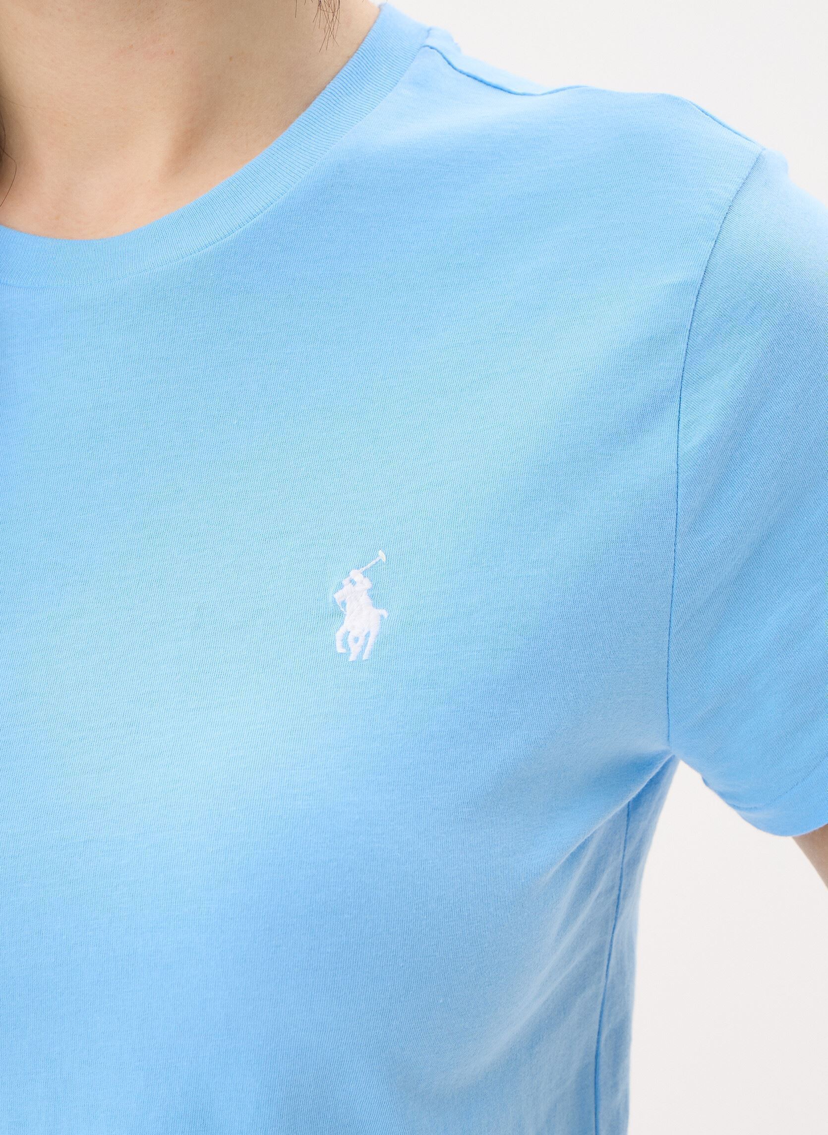 Tee-shirts manches courtes T-shirt col rond jersey de coton femme bleu Polo Ralph Lauren Tee-shirts manches courtes T-shirt col rond jersey de coton femme bleu Chatham blue