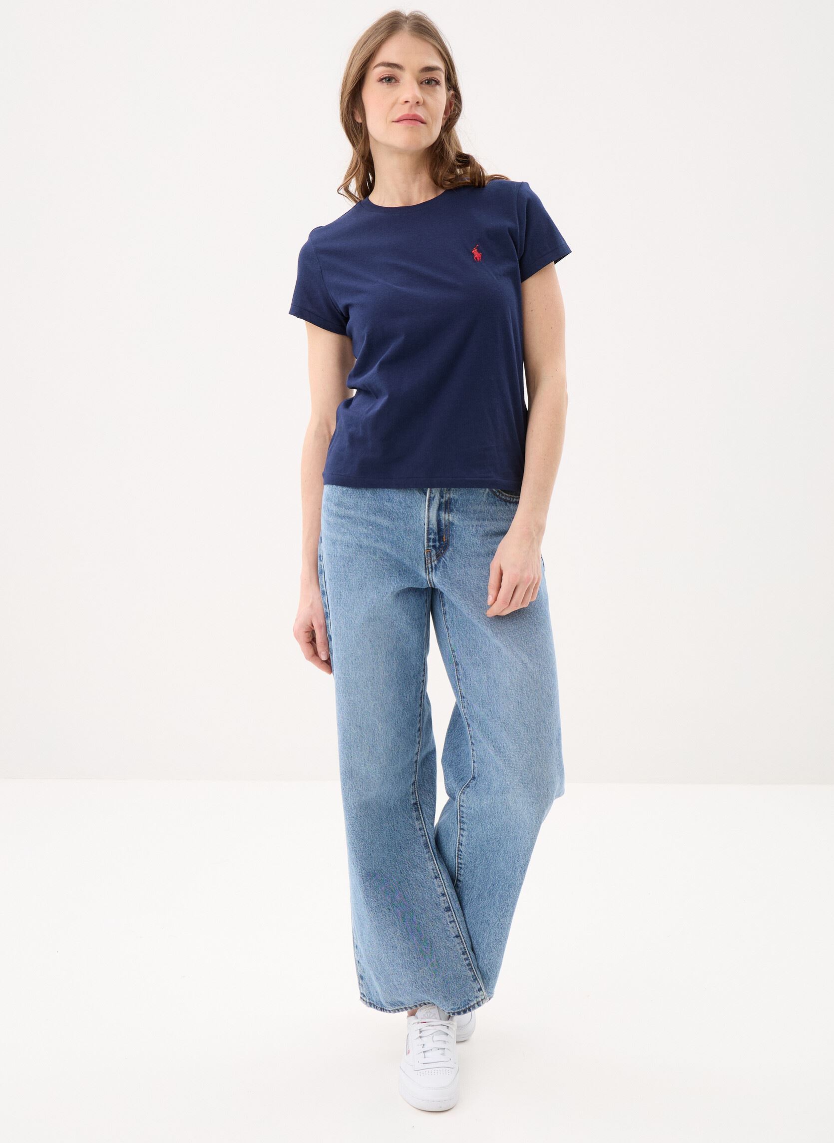 Kurzarm-T-Shirts T-shirt col rond jersey de coton damen blau Polo Ralph Lauren Kurzarm-T-Shirts T-shirt col rond jersey de coton damen blau Cruise Navy