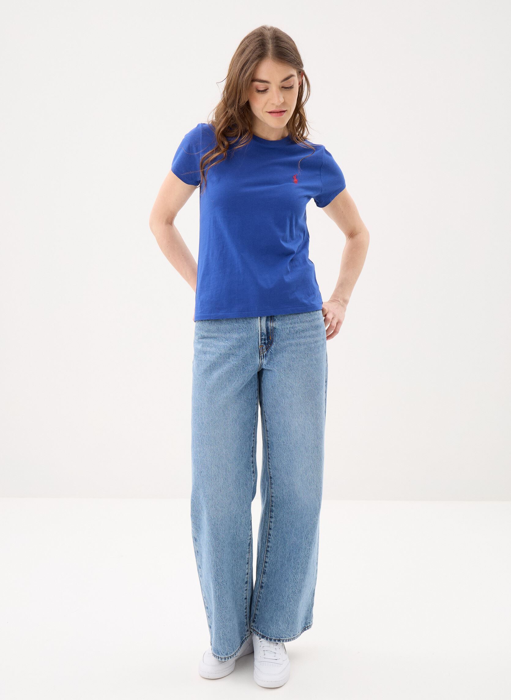 Kurzarm-T-Shirts T-shirt col rond jersey de coton damen blau Polo Ralph Lauren Kurzarm-T-Shirts T-shirt col rond jersey de coton damen blau Heritage Royal