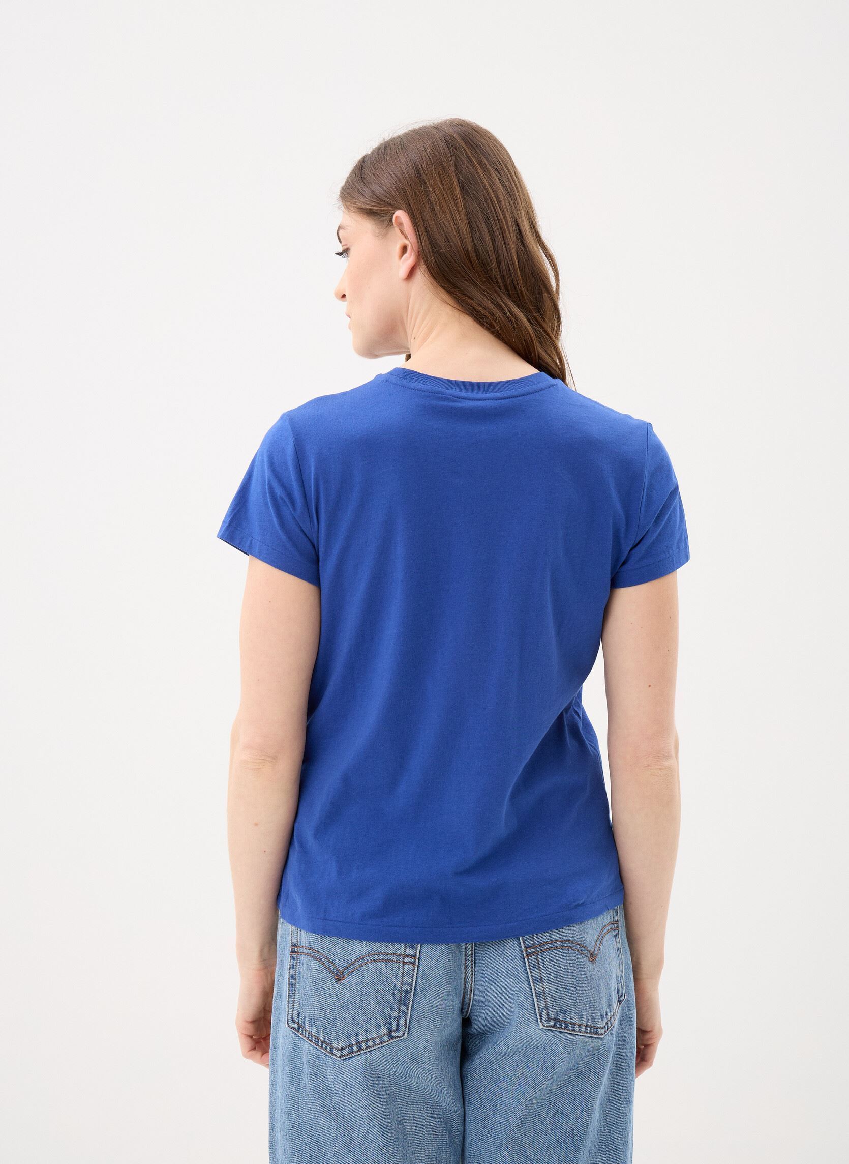 Kurzarm-T-Shirts T-shirt col rond jersey de coton damen blau Polo Ralph Lauren Kurzarm-T-Shirts T-shirt col rond jersey de coton damen blau Heritage Royal