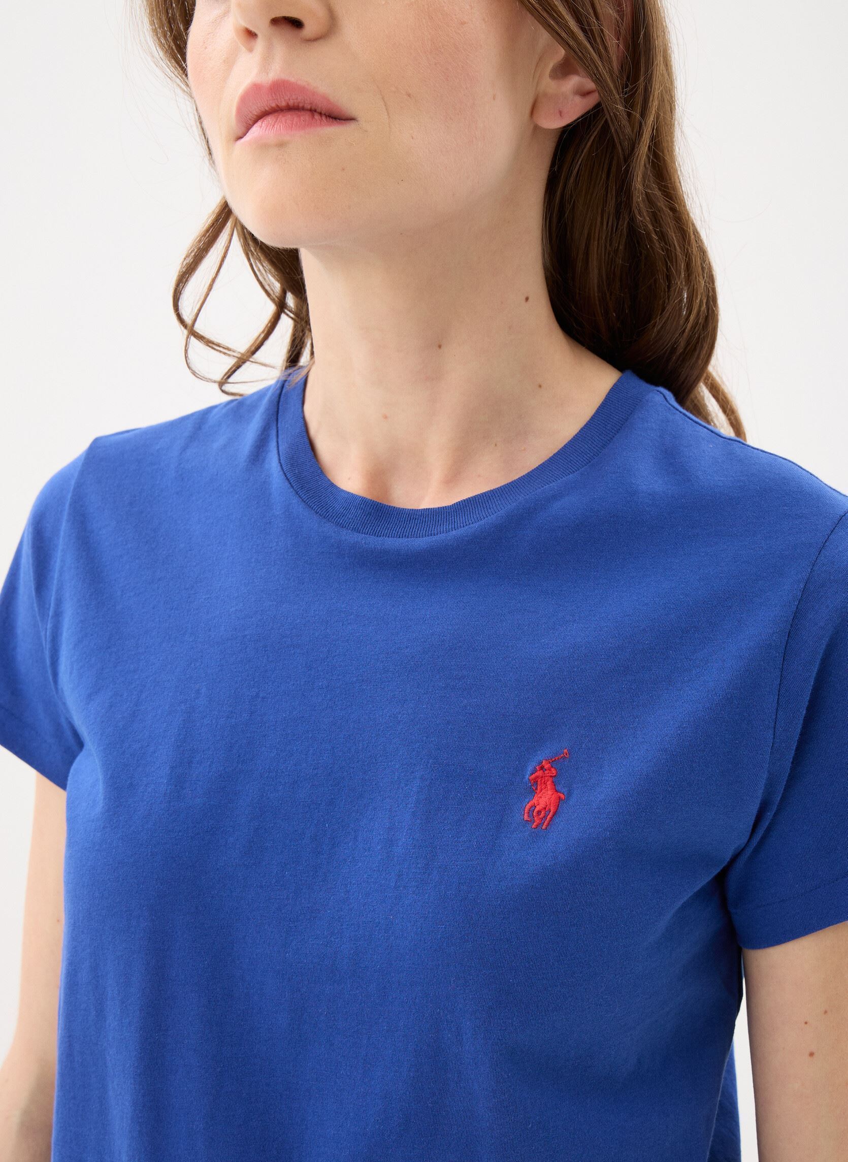 Kurzarm-T-Shirts T-shirt col rond jersey de coton damen blau Polo Ralph Lauren Kurzarm-T-Shirts T-shirt col rond jersey de coton damen blau Heritage Royal