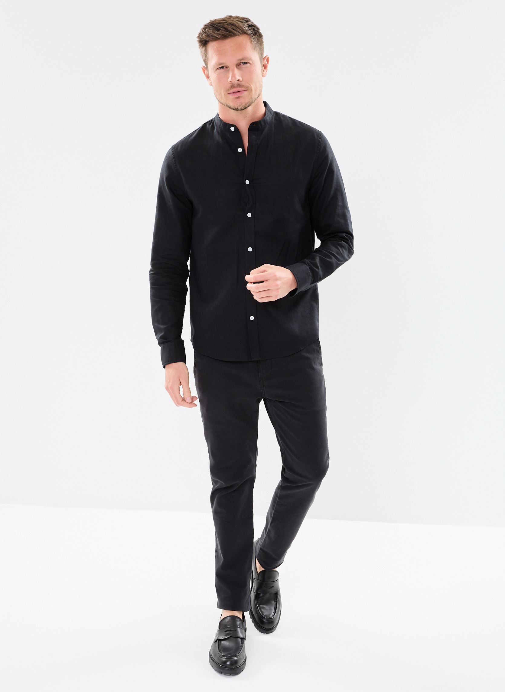Hemden BLIN lin herren schwarz Marvin&Co Hemden BLIN lin herren schwarz JET BLACK