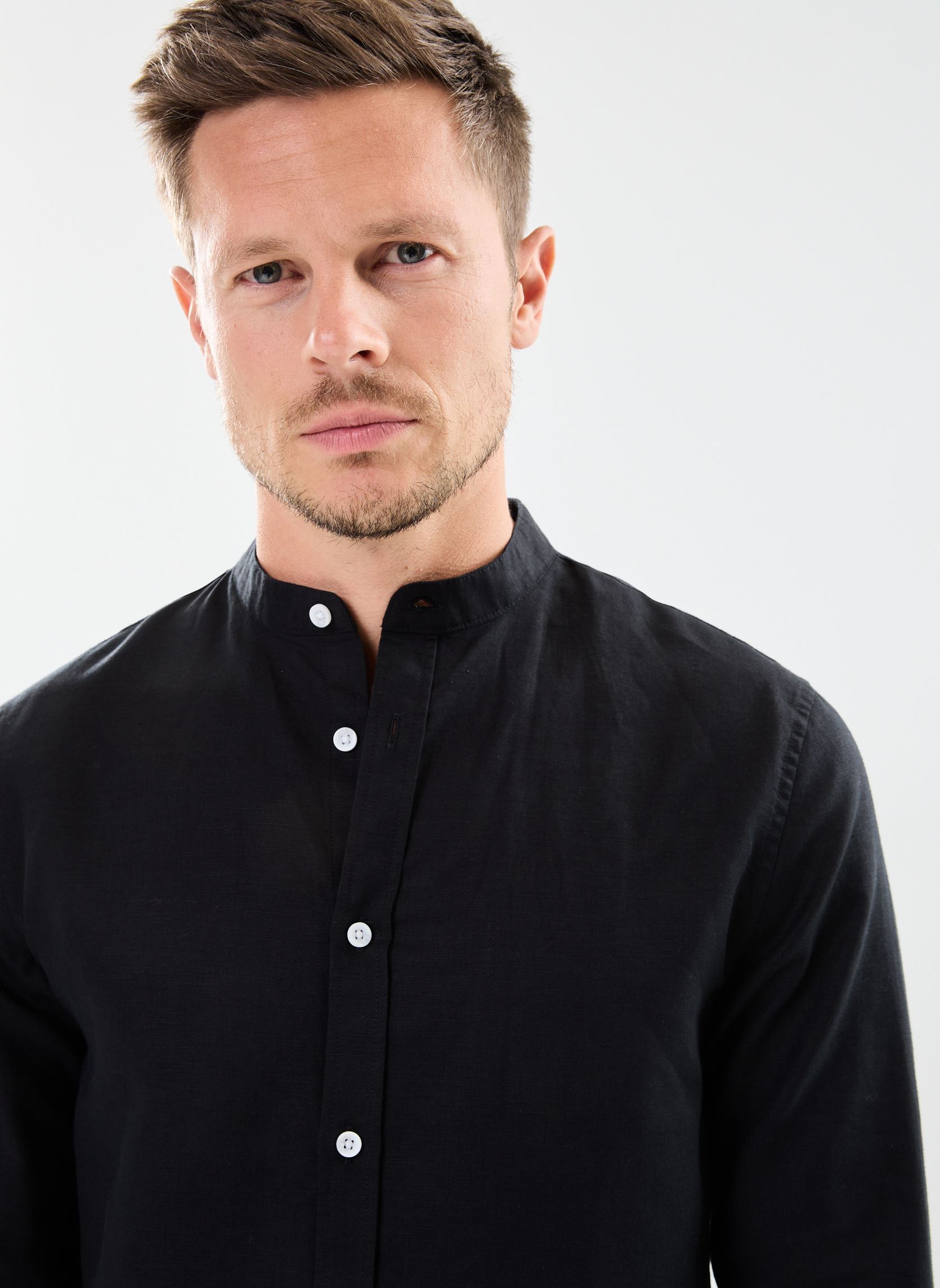 Hemden BLIN lin herren schwarz Marvin&Co Hemden BLIN lin herren schwarz JET BLACK