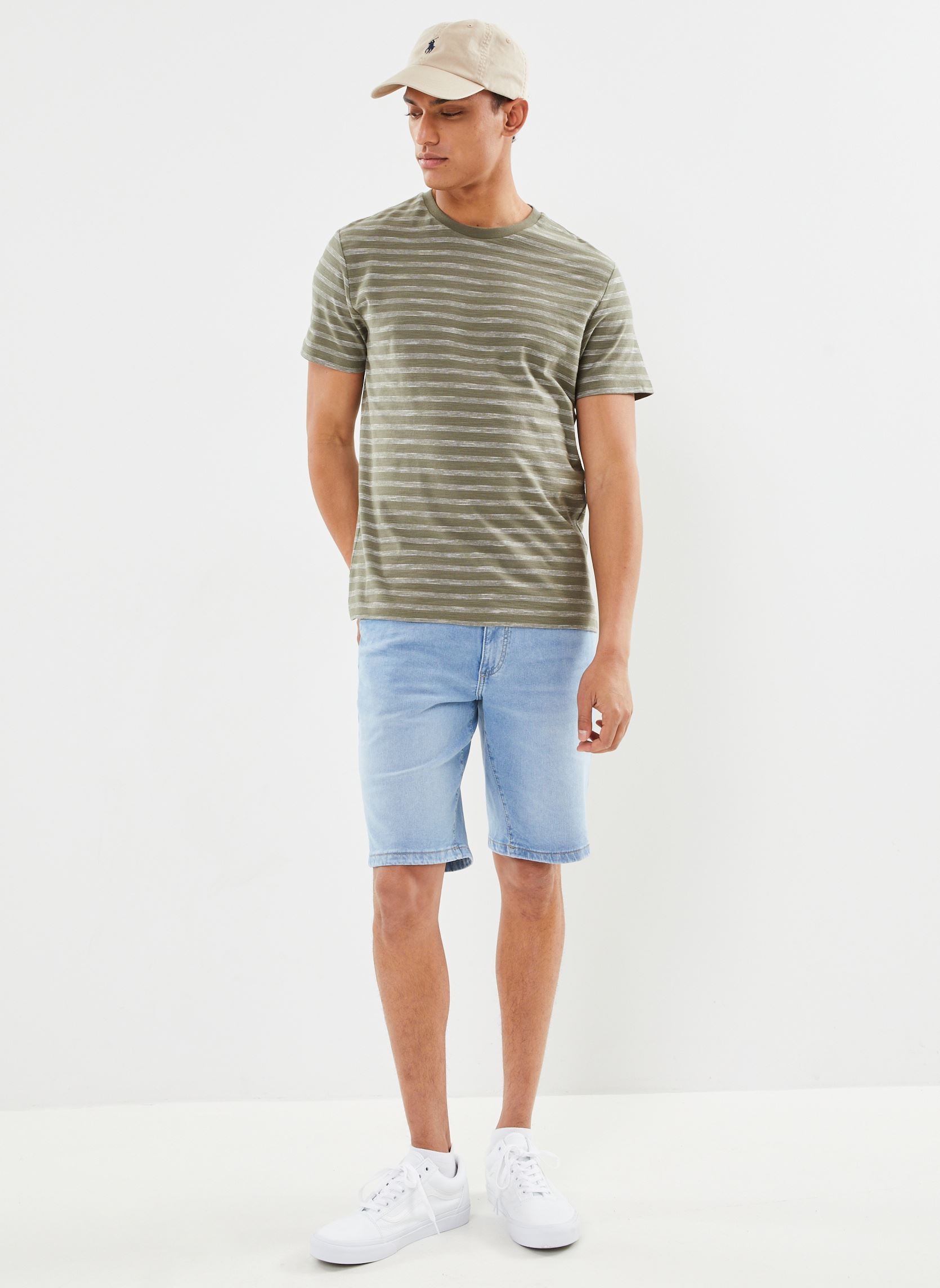 Tee-shirts manches courtes CTHOMAS mariniere homme vert Marvin&Co Tee-shirts manches courtes CTHOMAS mariniere homme vert DUSTY OLIVE