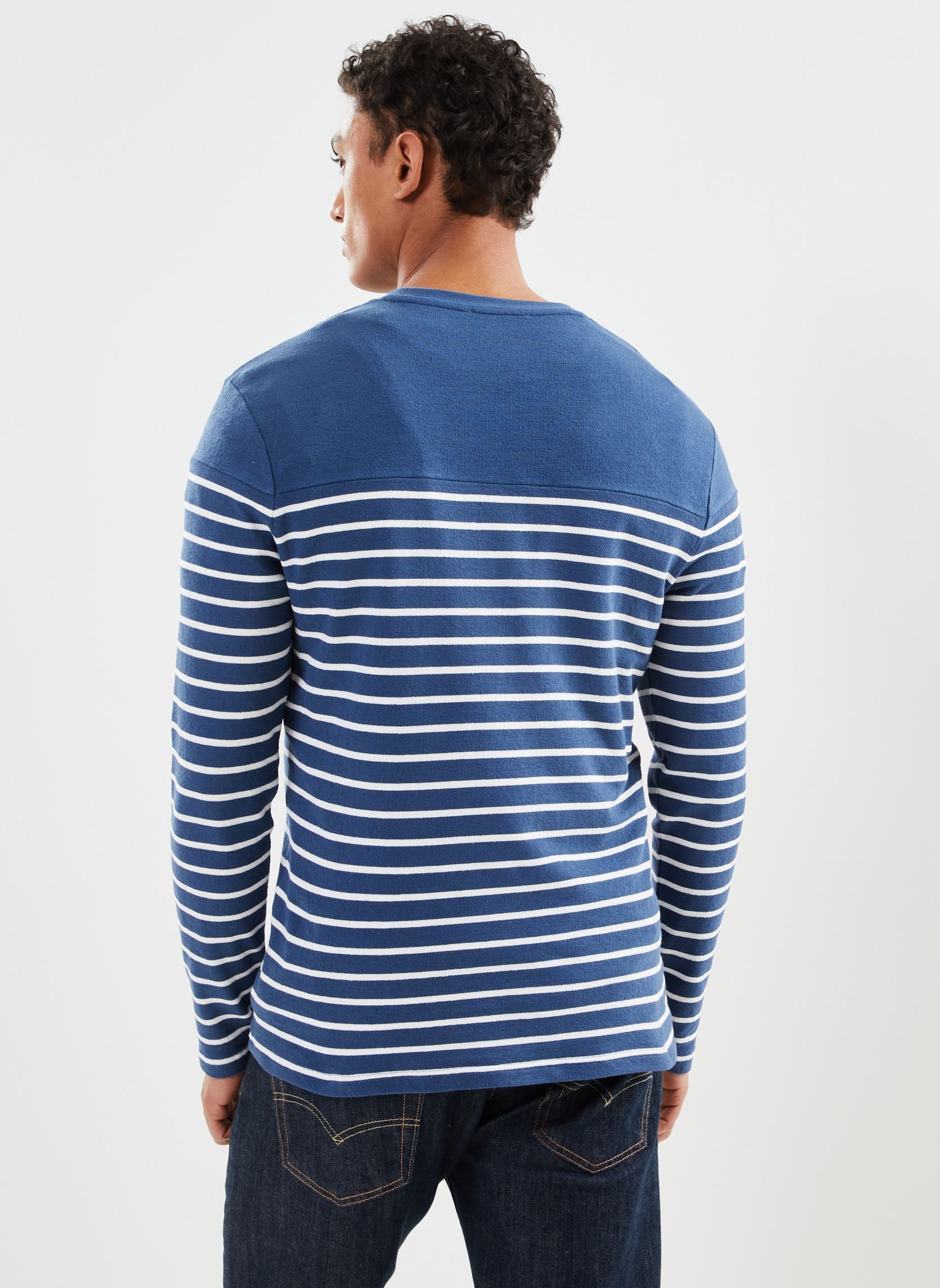 Tee-shirts manches longues CHENRI mariniere homme bleu Marvin&Co Tee-shirts manches longues CHENRI mariniere homme bleu Ensign Blue