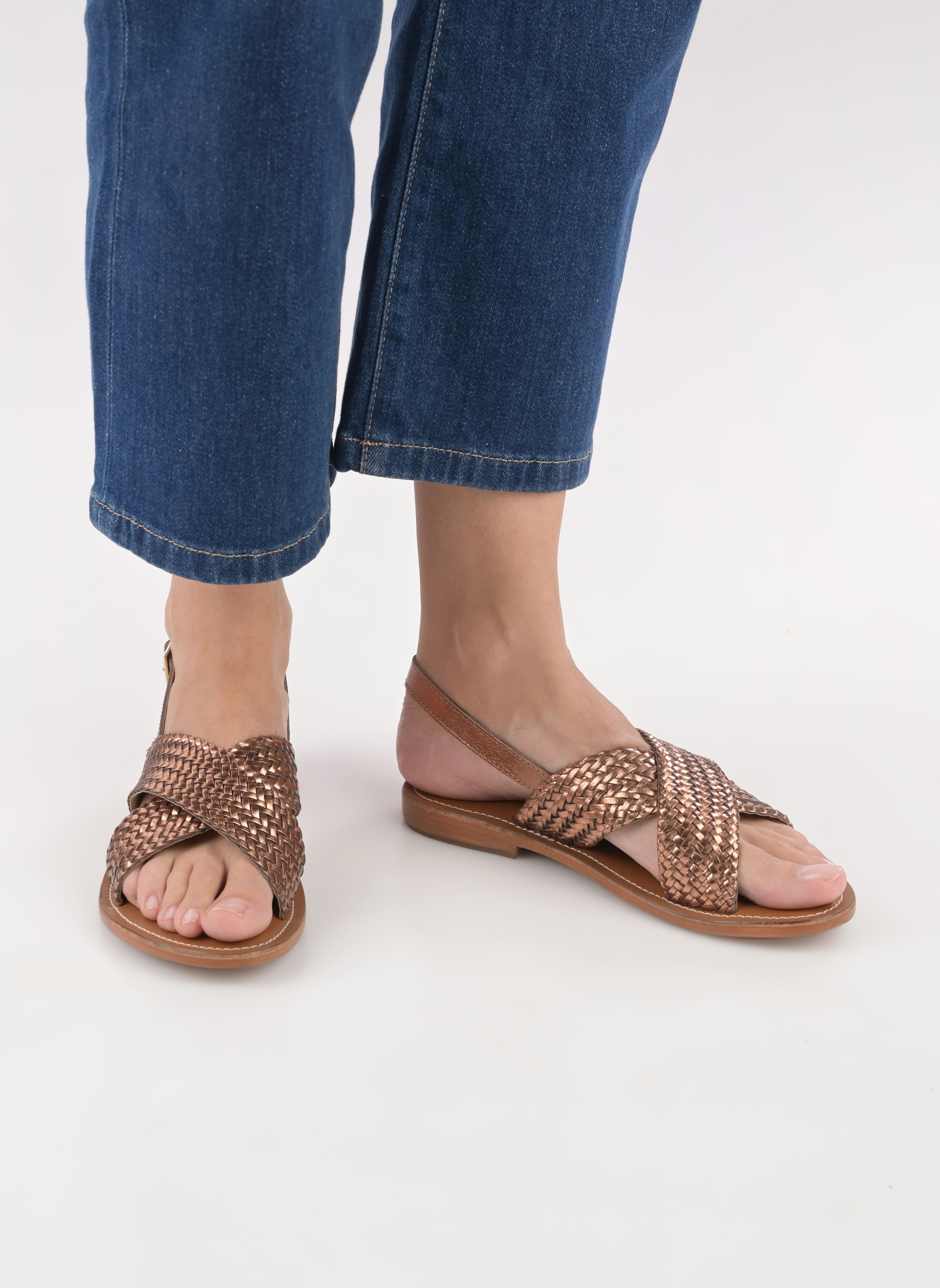 Sandales plates Sb 1400 Mesh femme or et bronze L'Atelier Tropézien Sandales plates Sb 1400 Mesh femme or et bronze Bronze Mesh