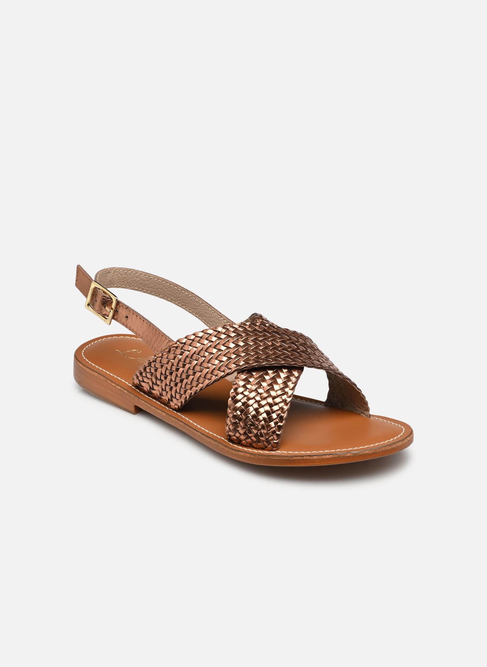 Sandales plates Sb 1400 Mesh femme or et bronze L'Atelier Tropézien Sandales plates Sb 1400 Mesh femme or et bronze Bronze Mesh