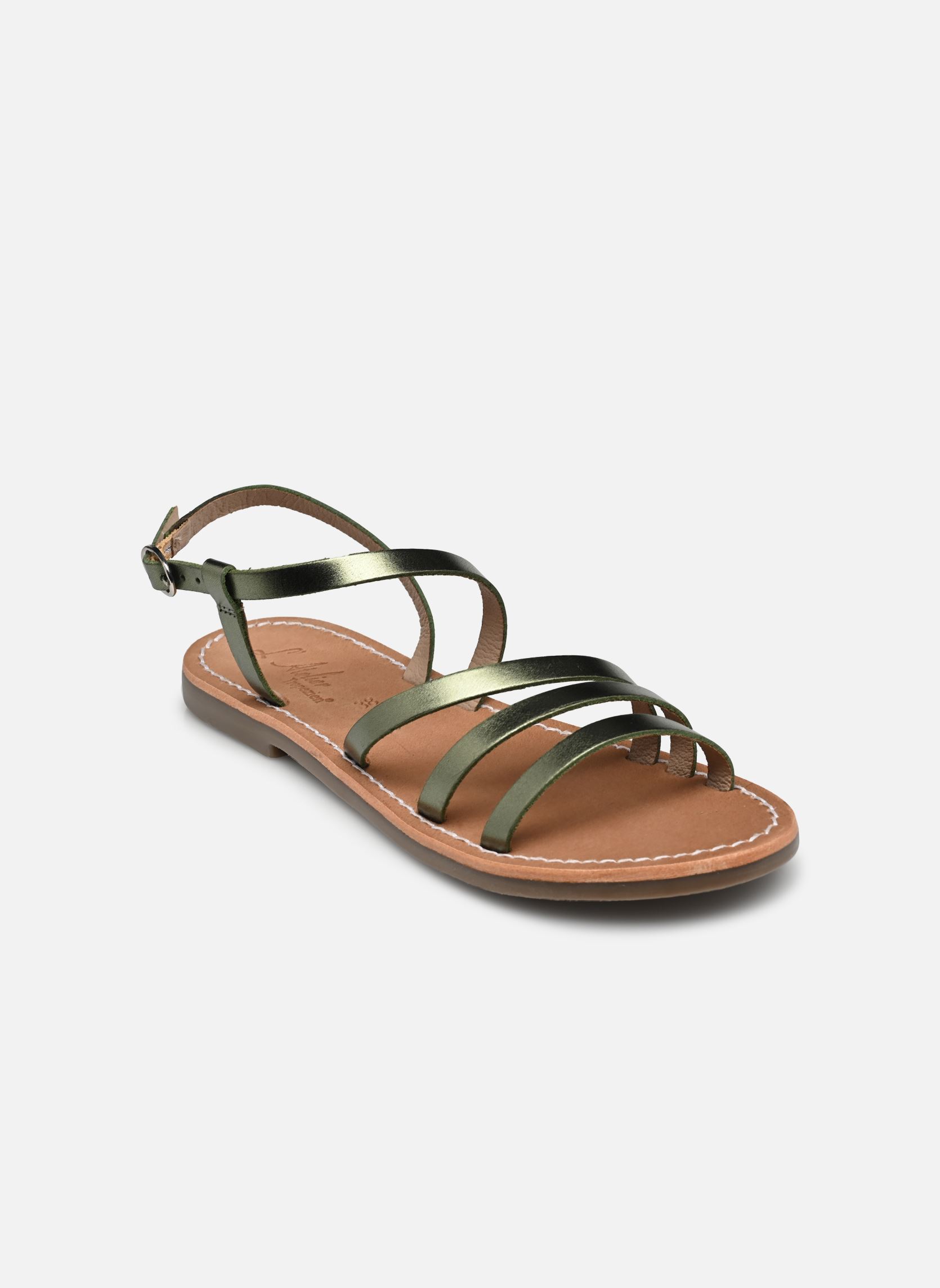Sandales plates Sh 1308 femme vert L'Atelier Tropézien Sandales plates Sh 1308 femme vert GREEN