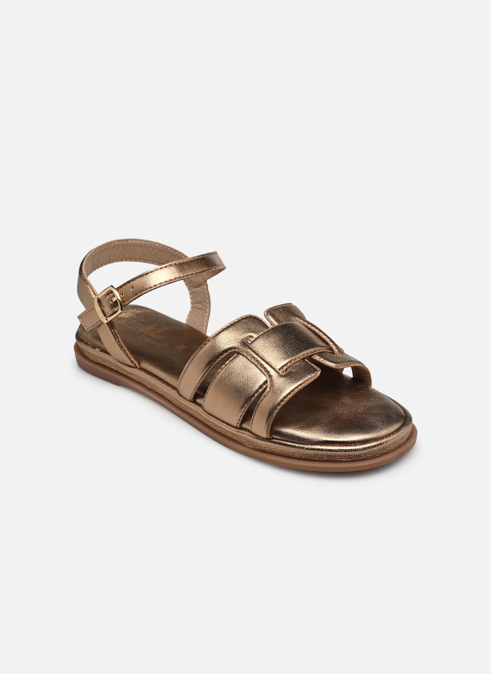 Platte sandalen Sh 1307 BS dames goud en brons L'Atelier Tropézien Platte sandalen Sh 1307 BS dames goud en brons A BRONZE